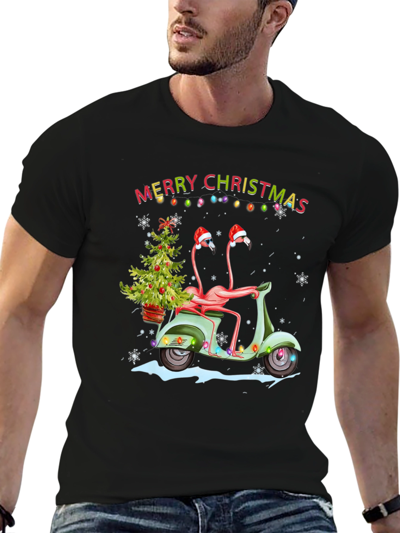 Festive Flamingo Christmas T-Shirt