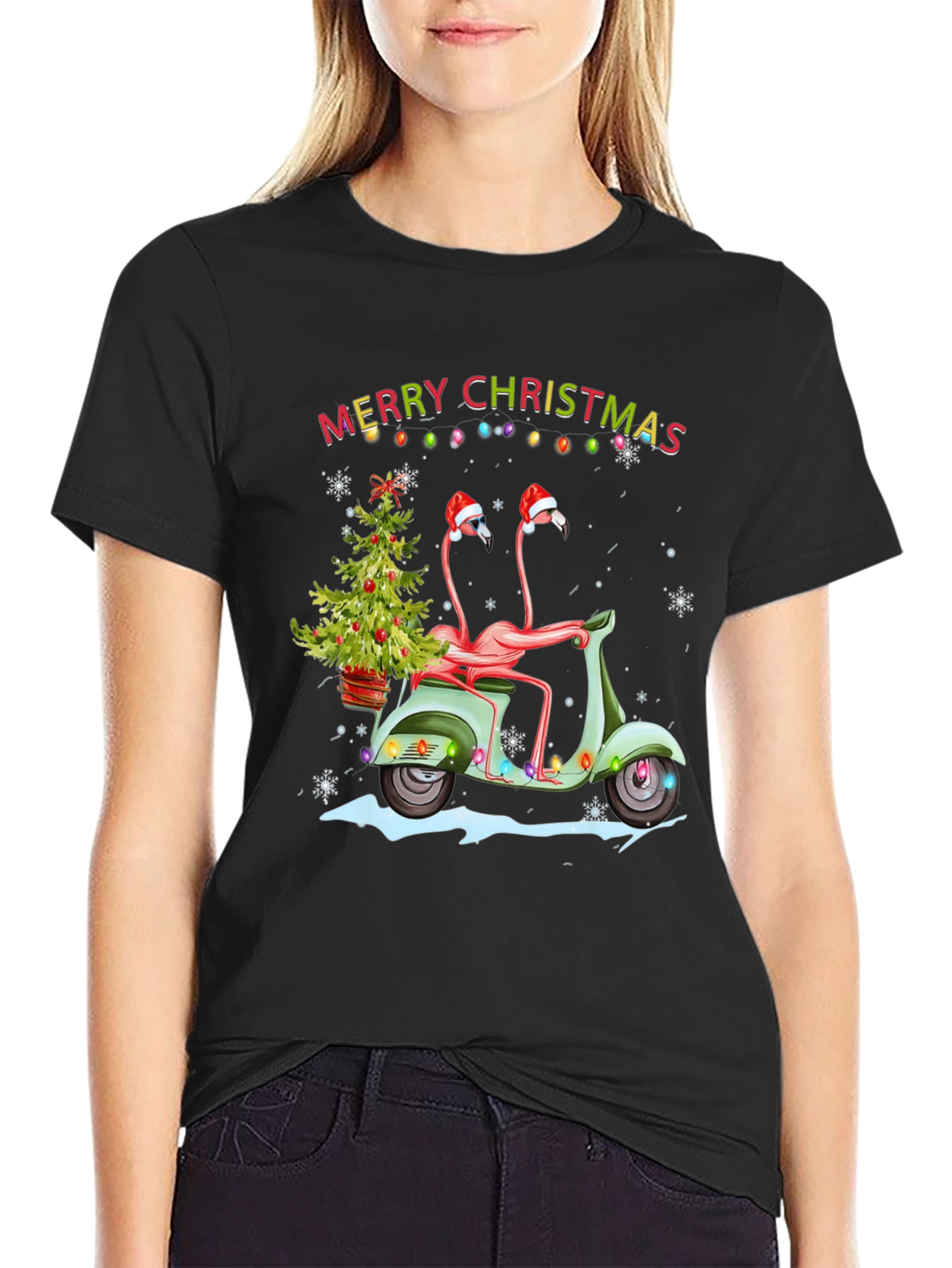 Festive Flamingo Christmas T-Shirt