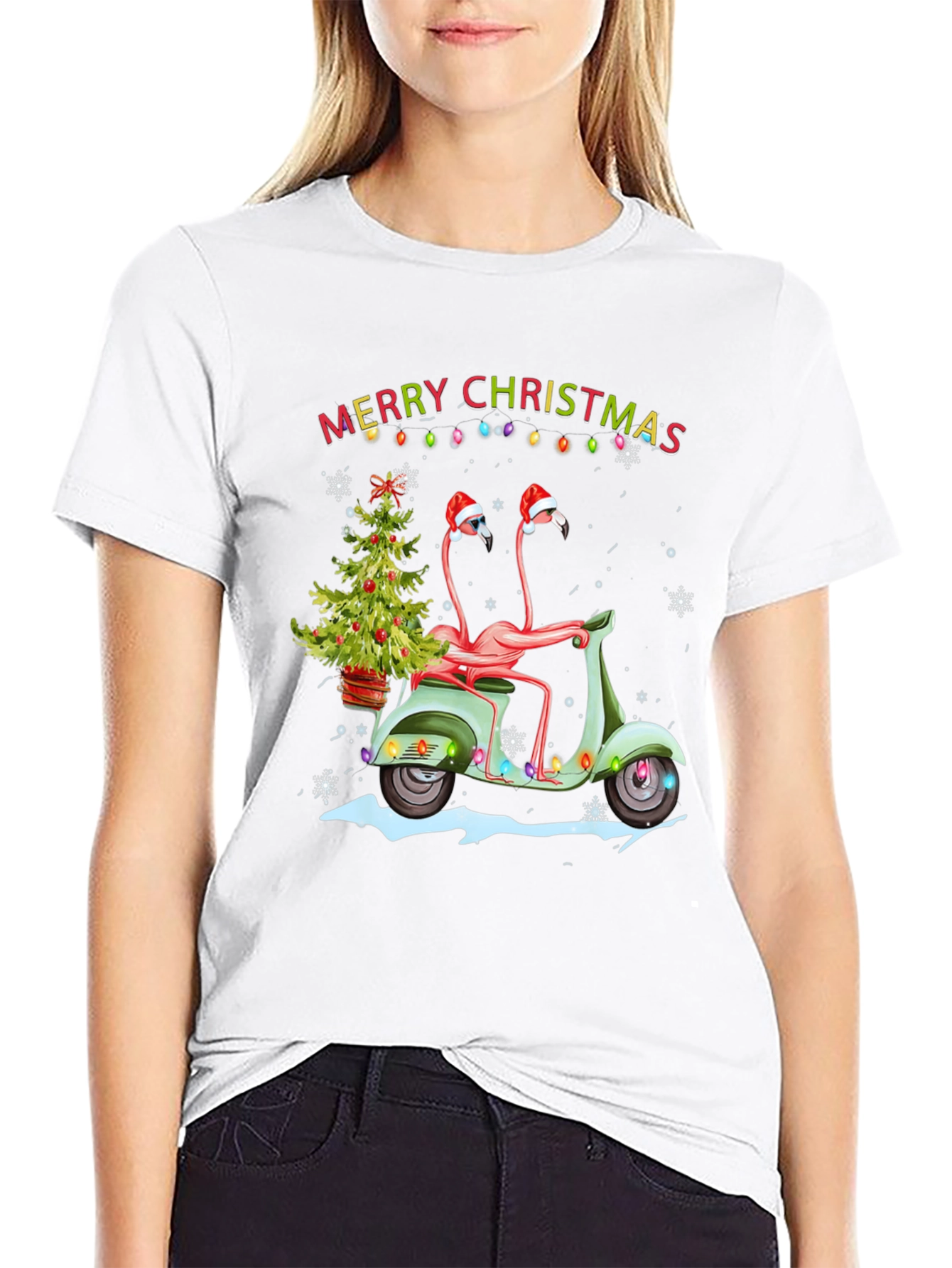 Festive Flamingo Christmas T-Shirt