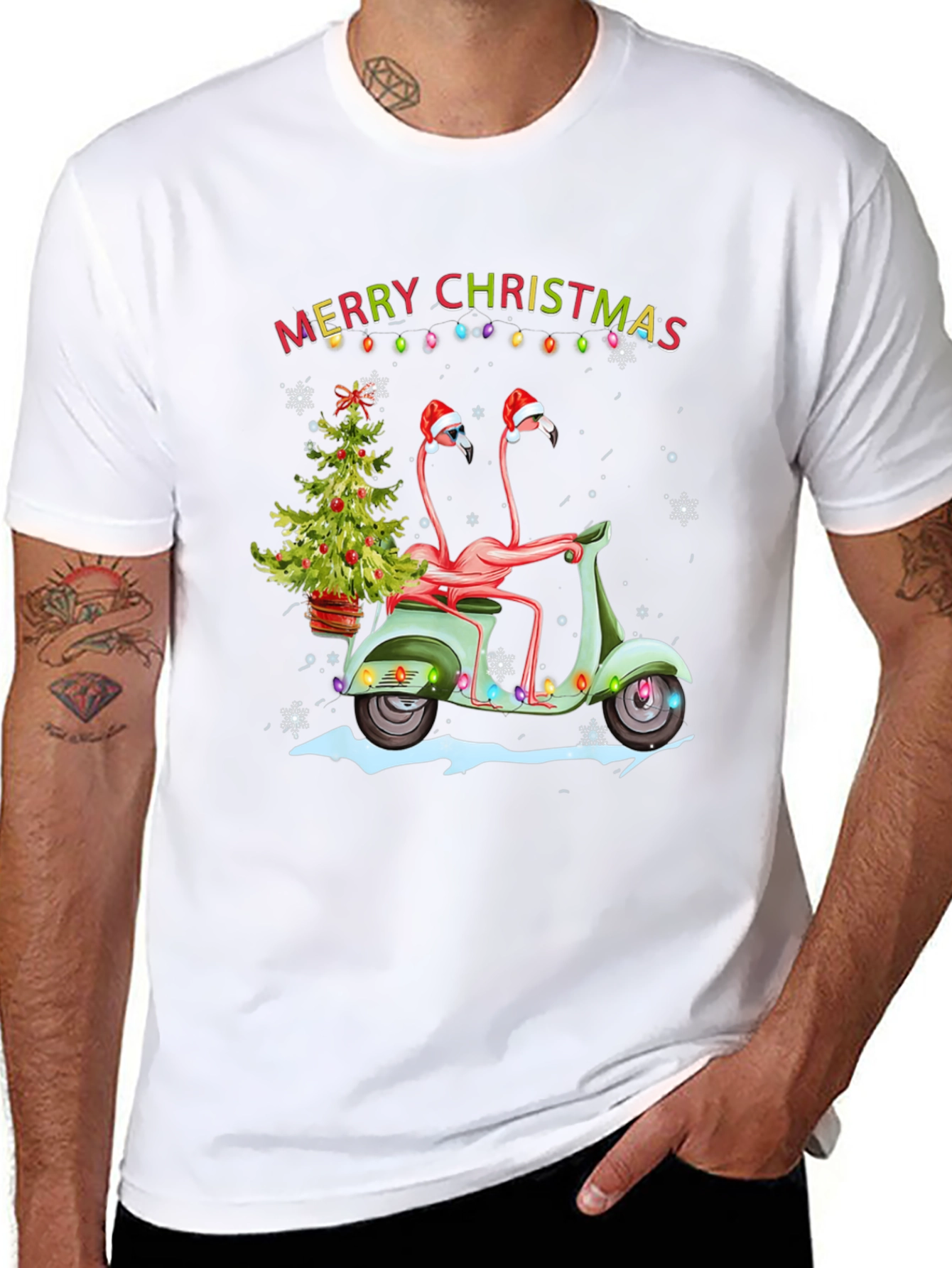 Festive Flamingo Christmas T-Shirt