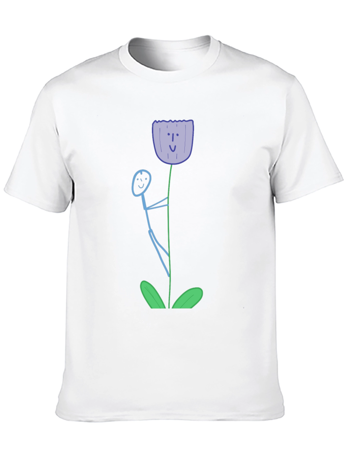 Whimsical Flower Graphic Tee - Black Cotton T-Shirt