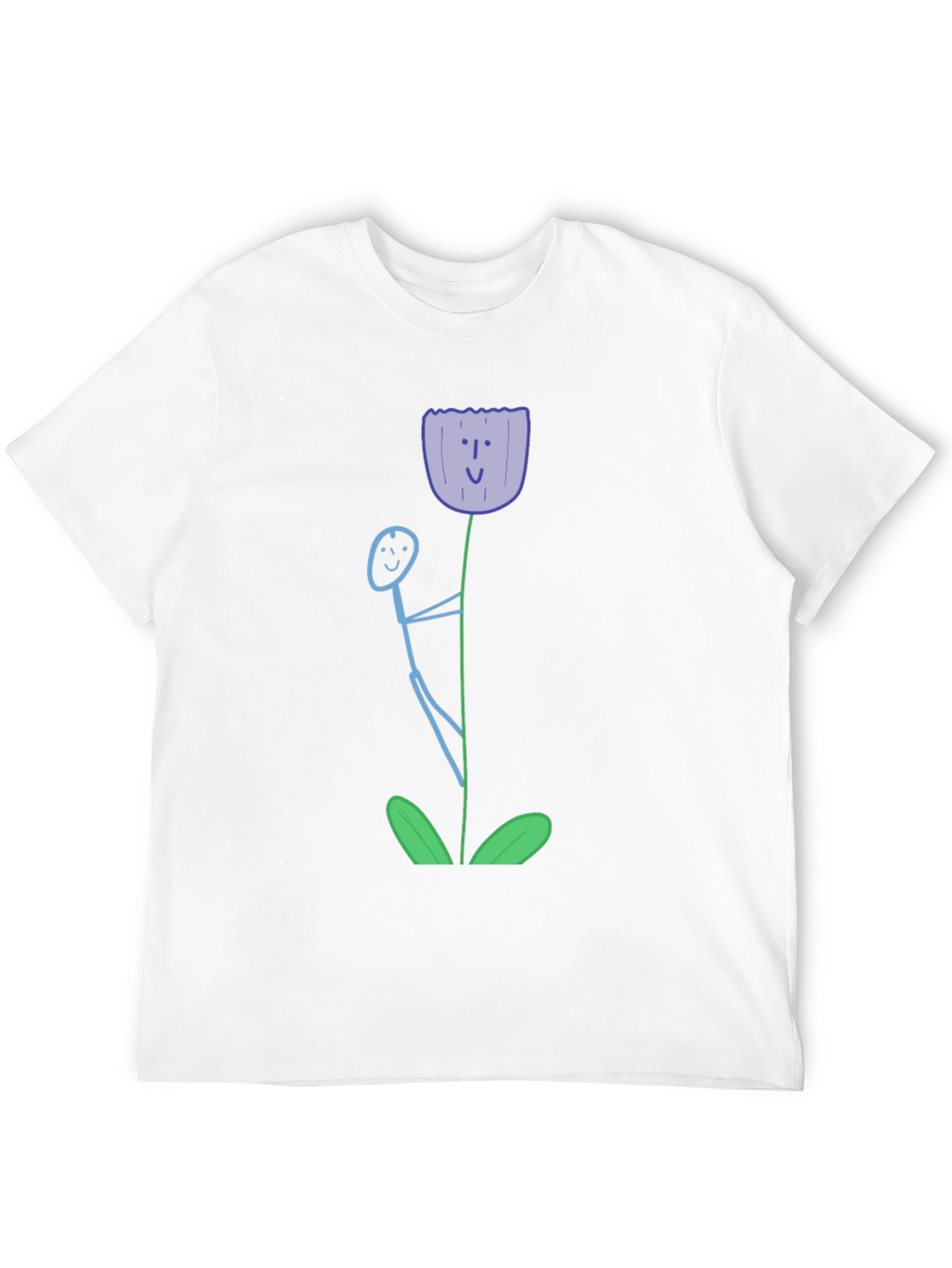 Whimsical Flower Graphic Tee - Black Cotton T-Shirt
