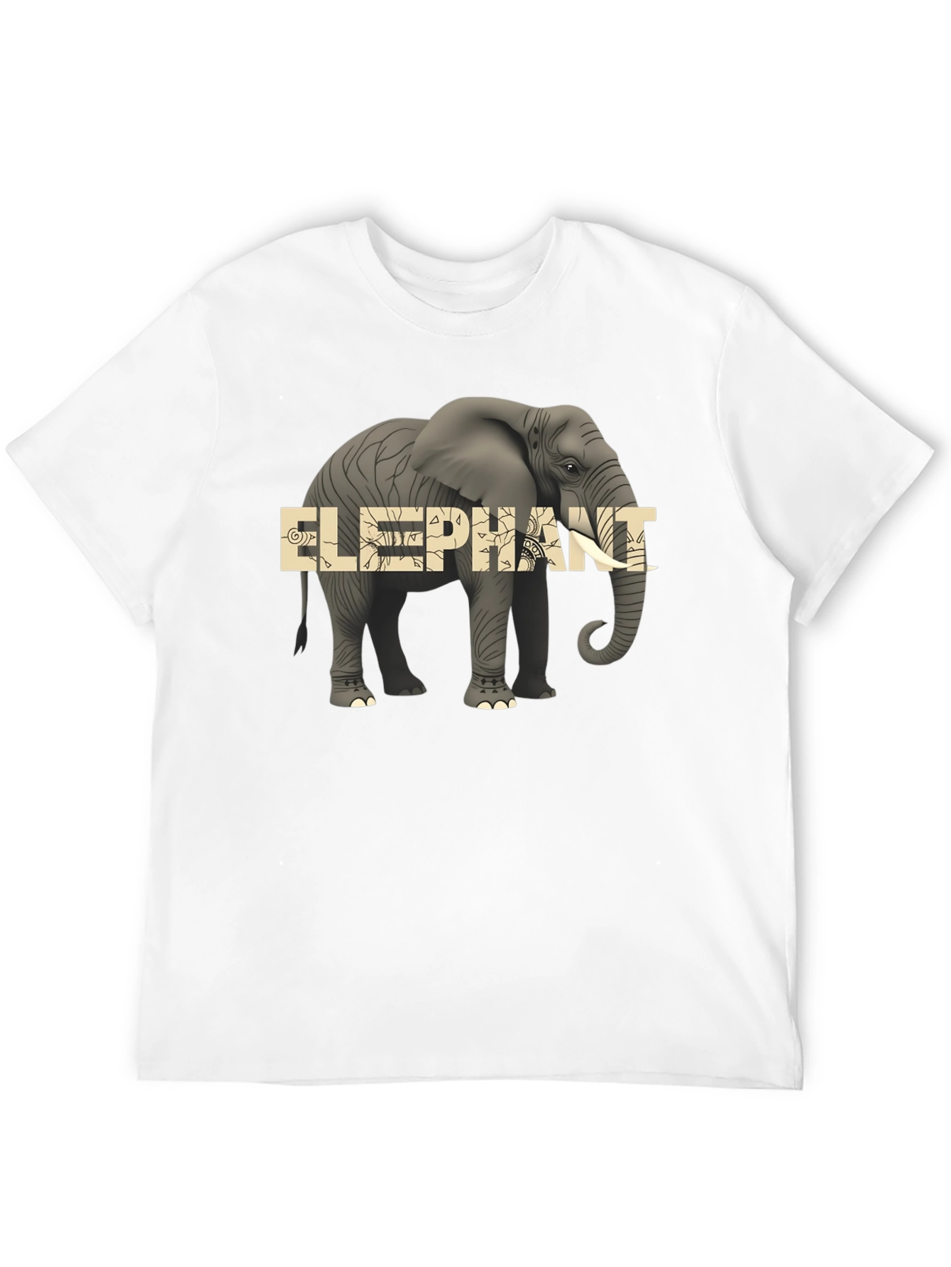 Elephant Graphic Print Mens Black T-Shirt