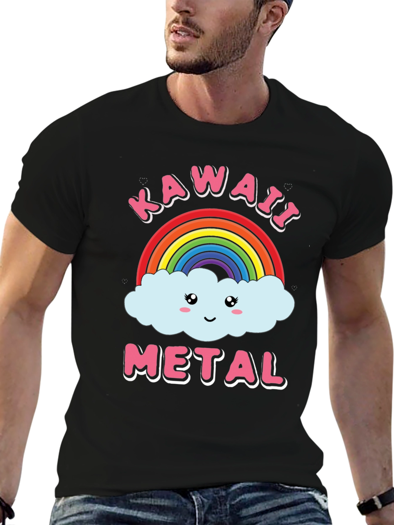 Kawaii Metal Rainbow Cloud Graphic Tee