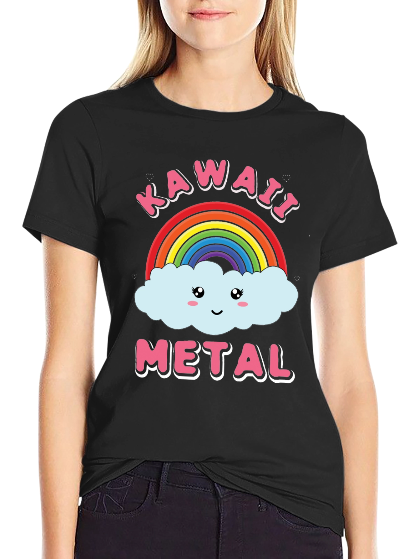 Kawaii Metal Rainbow Cloud Graphic Tee