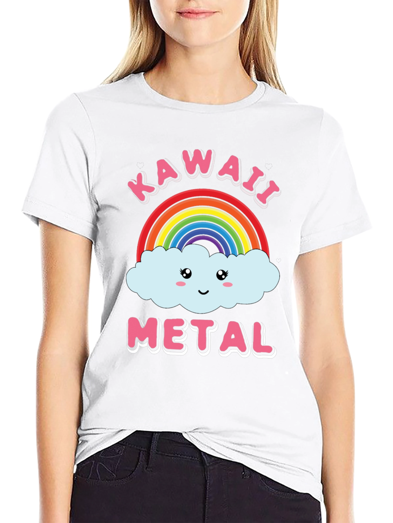Kawaii Metal Rainbow Cloud Graphic Tee
