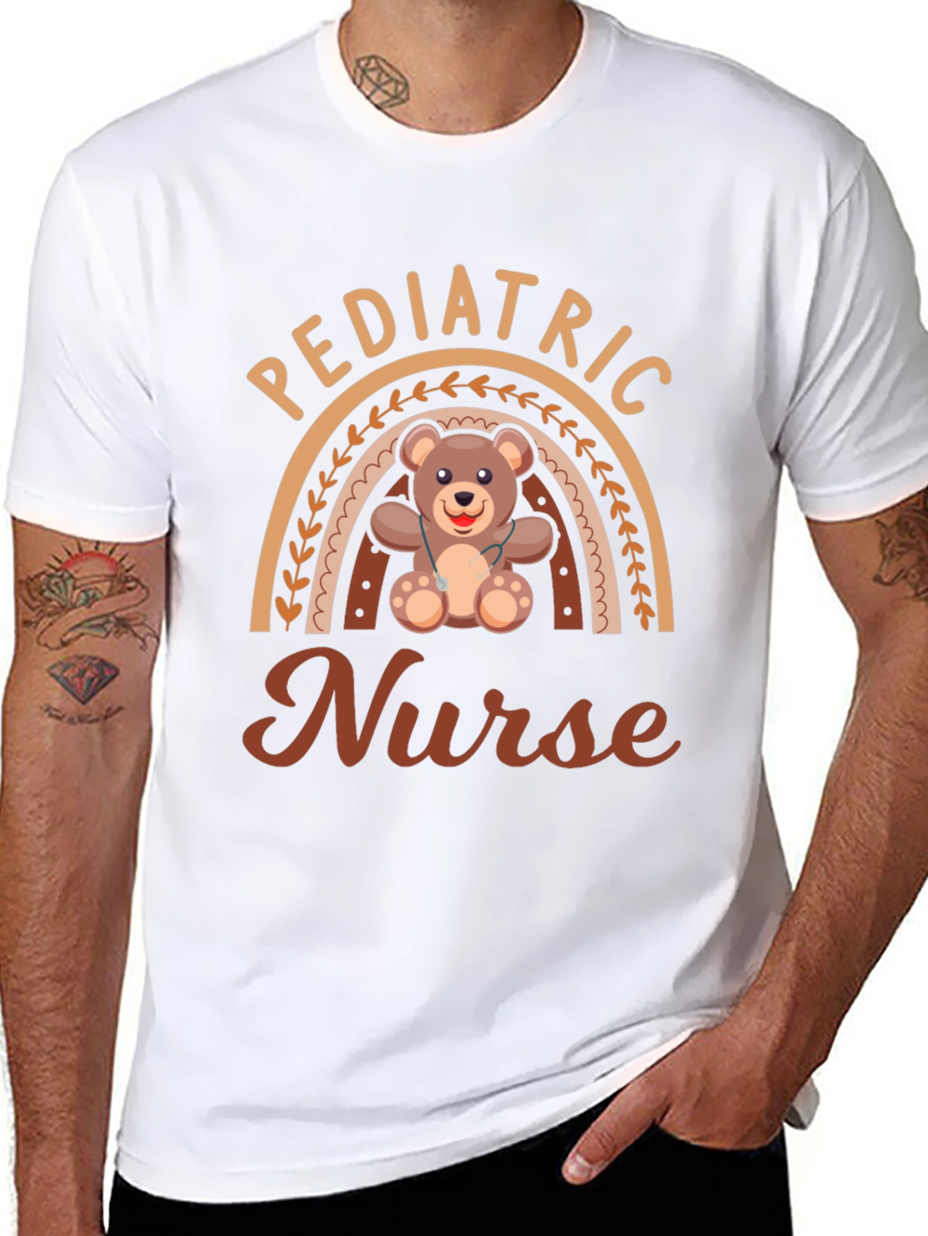 Pediatric Nurse Rainbow Graphic Tee