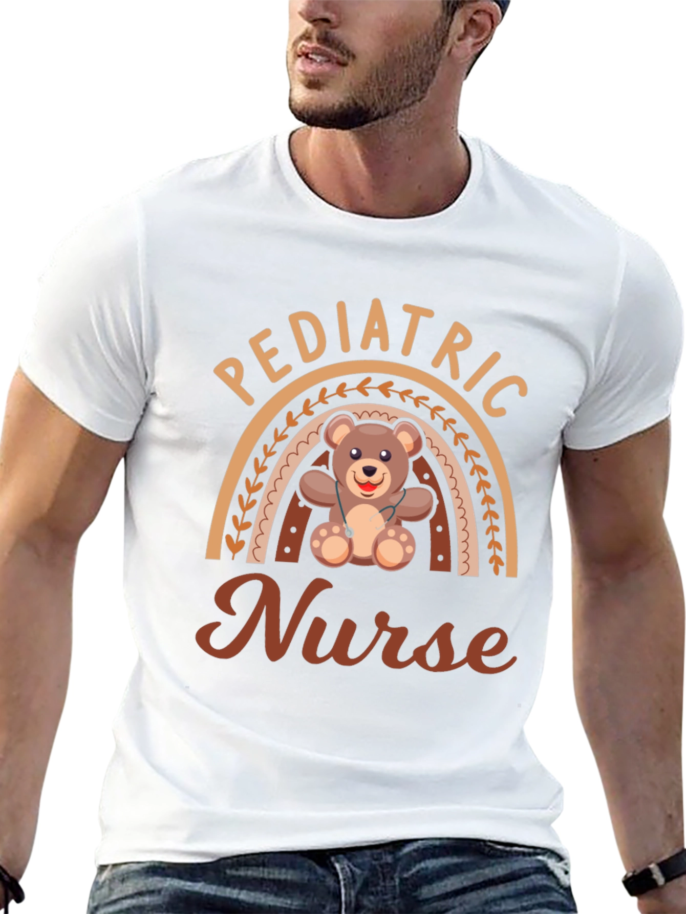 Pediatric Nurse Rainbow Graphic Tee