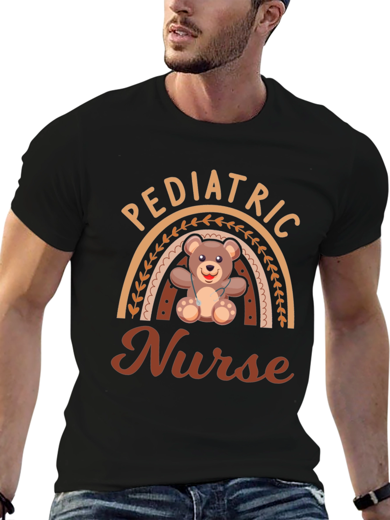 Pediatric Nurse Rainbow Graphic Tee