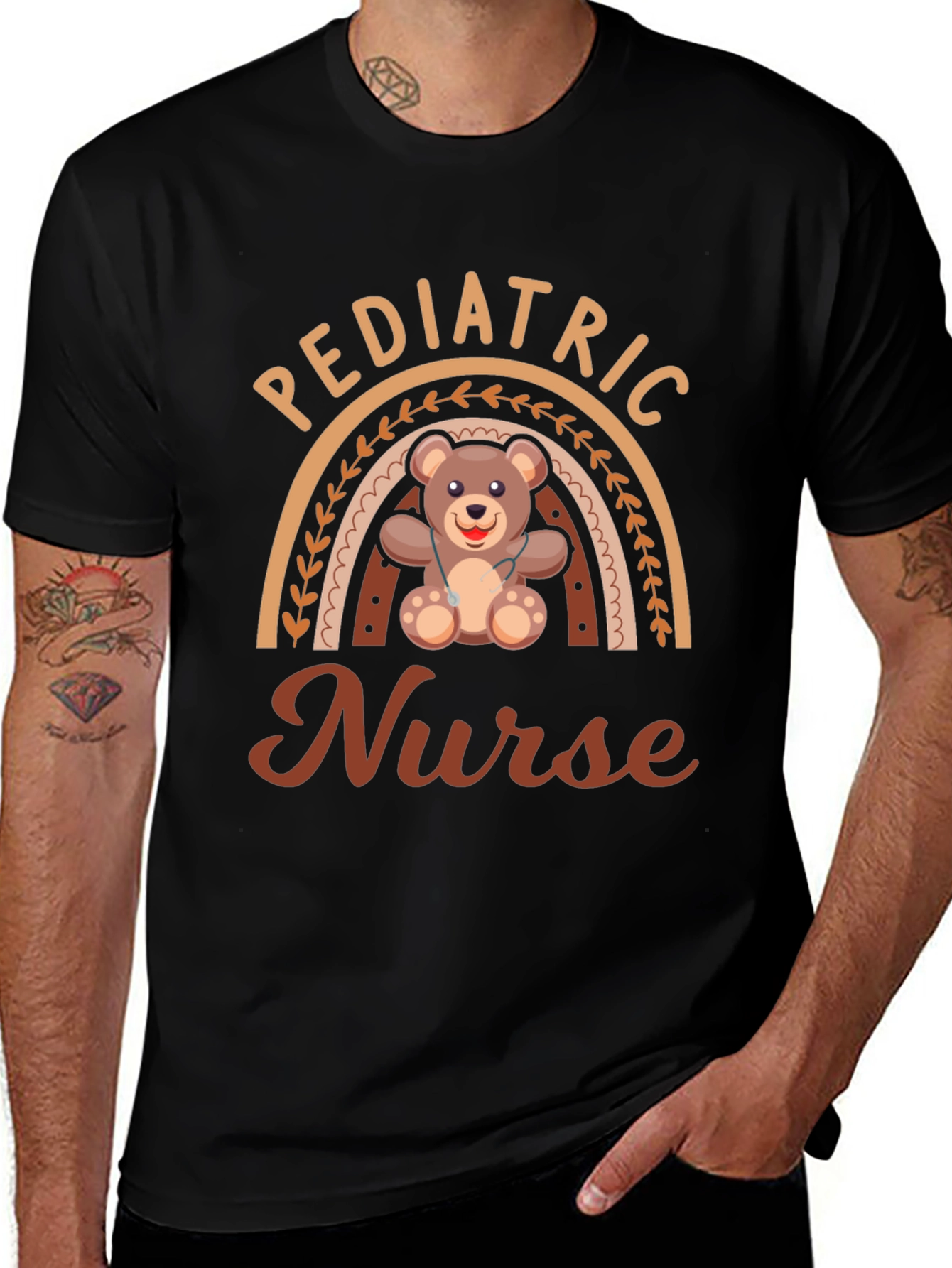 Pediatric Nurse Rainbow Graphic Tee