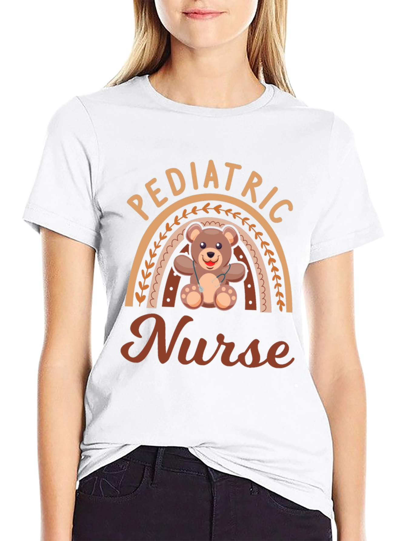 Pediatric Nurse Rainbow Graphic Tee