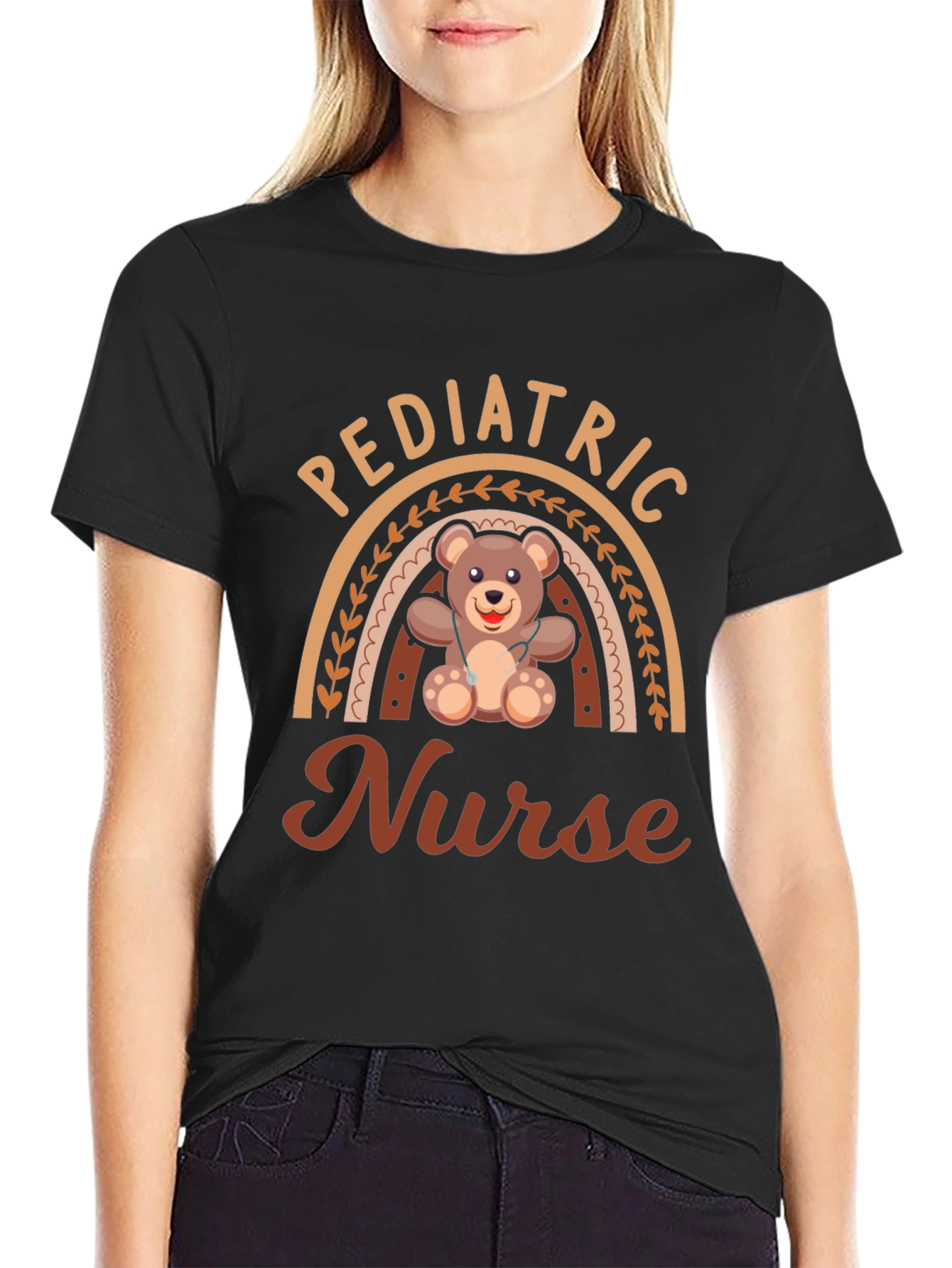 Pediatric Nurse Rainbow Graphic Tee