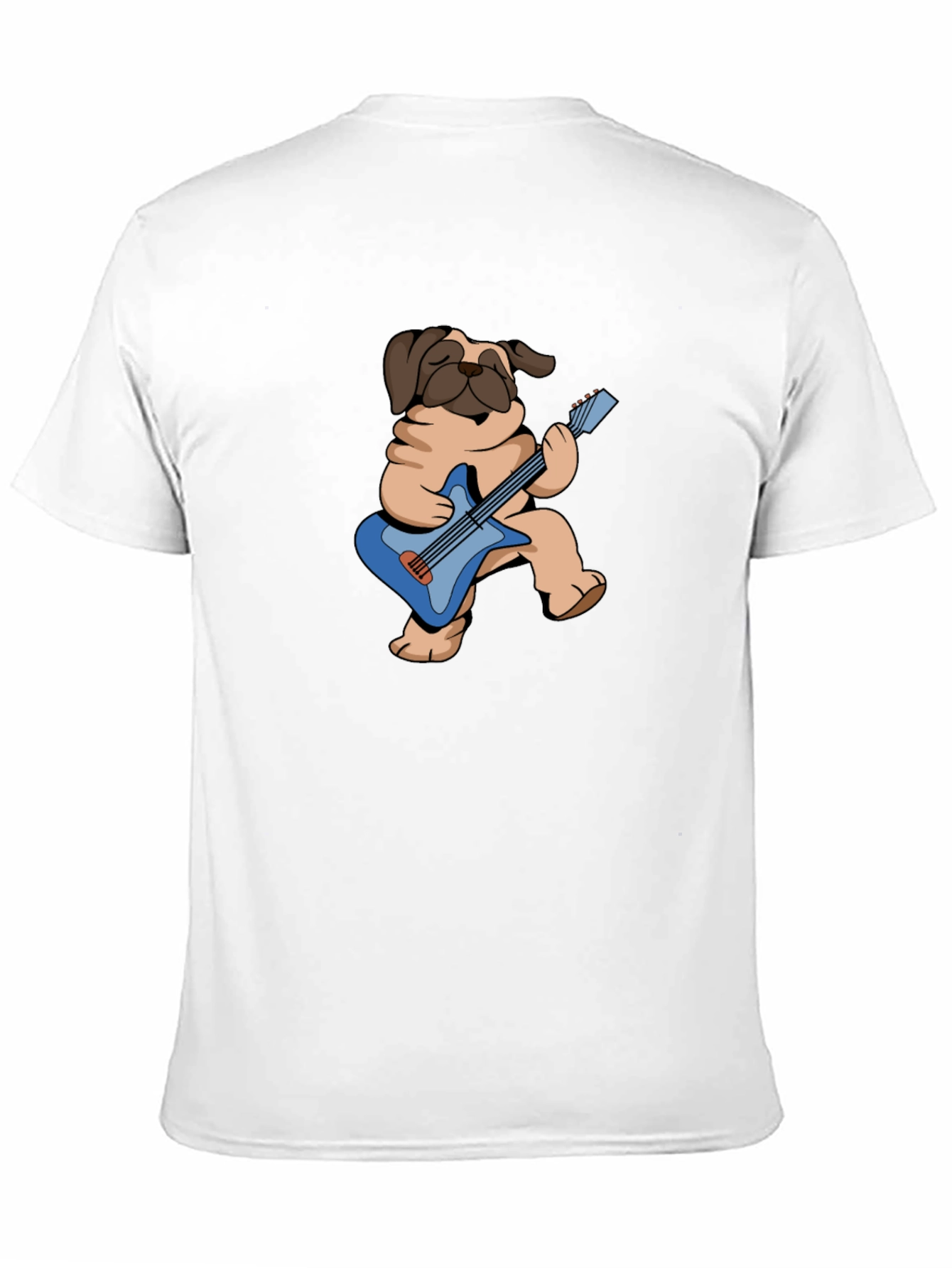 Pug Guitarist Graphic Tee - Black Cotton T-Shirt