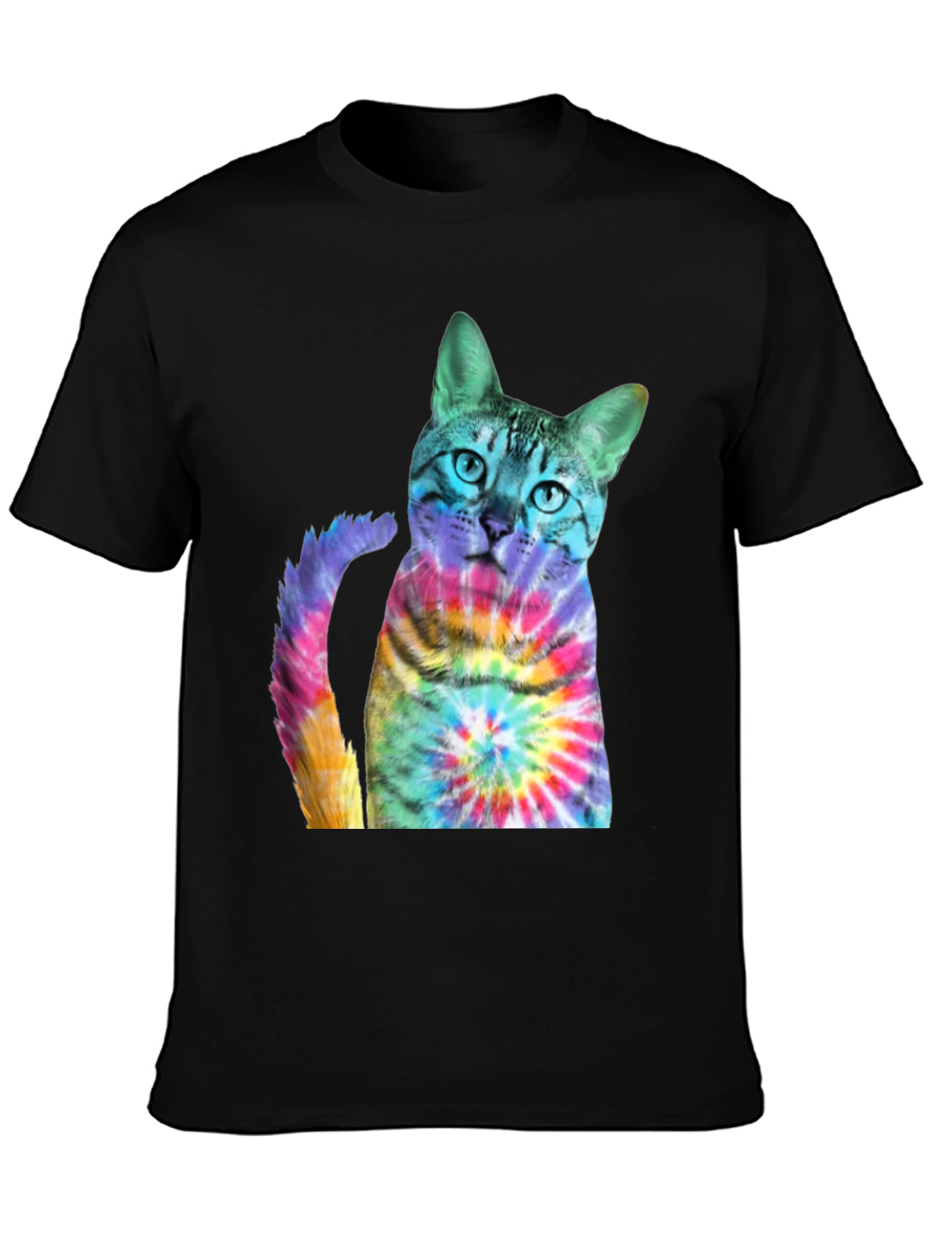 Tie-Dye Cat Graphic T-Shirt