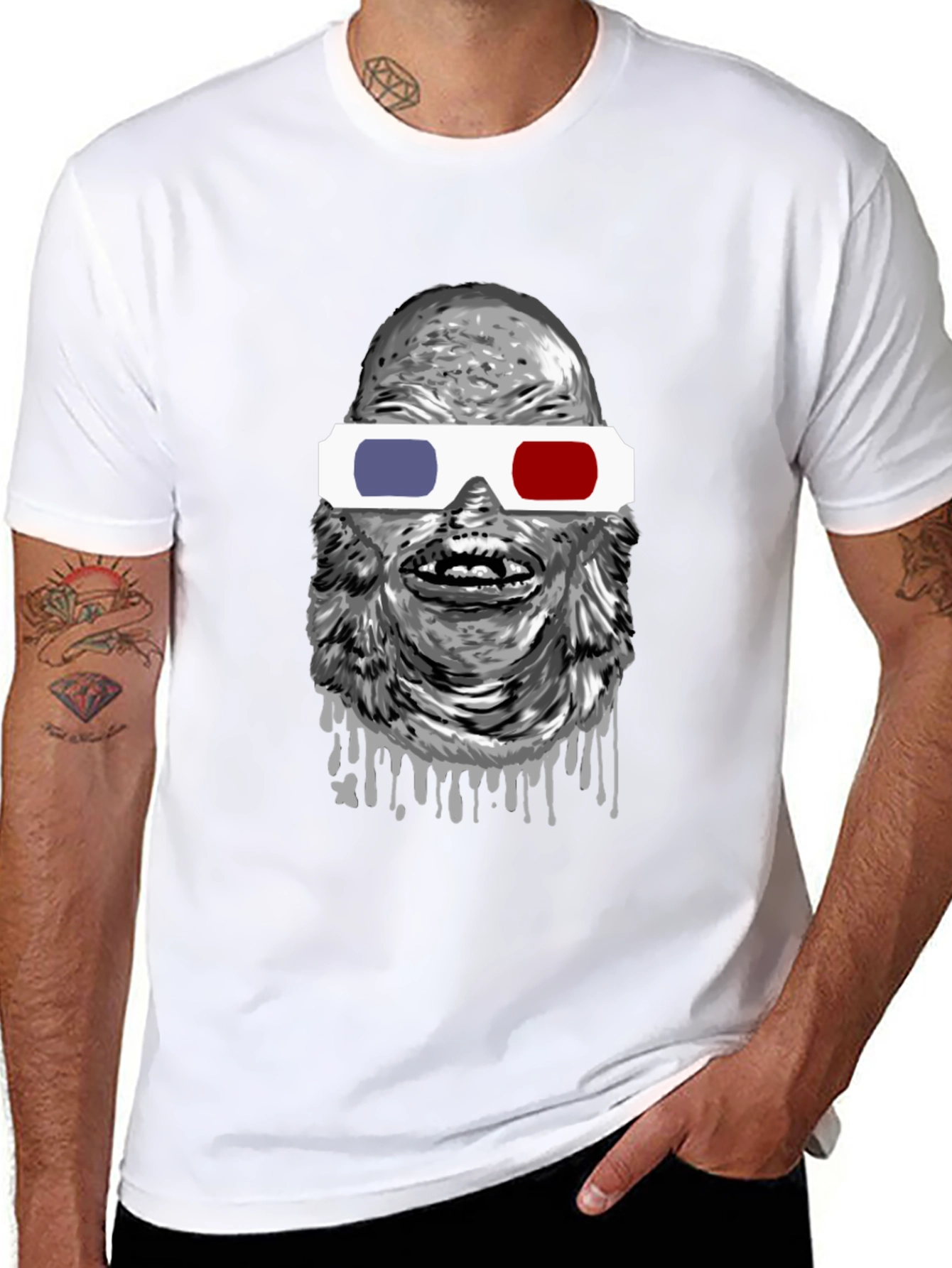 Creature From the Black Lagoon 3D Glasses Black T-Shirt