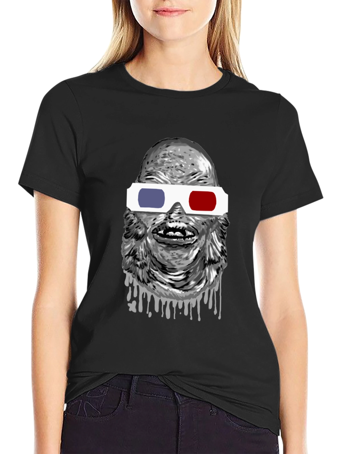 Creature From the Black Lagoon 3D Glasses Black T-Shirt