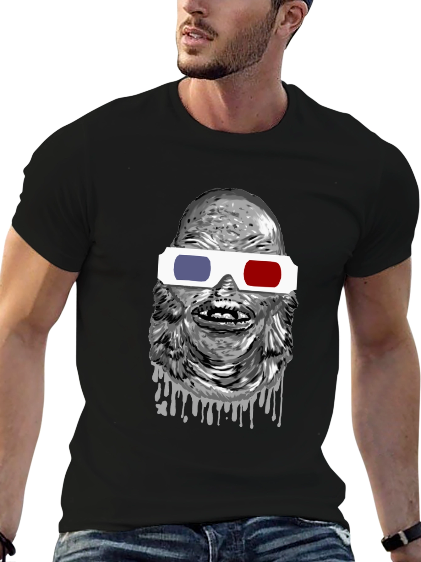 Creature From the Black Lagoon 3D Glasses Black T-Shirt