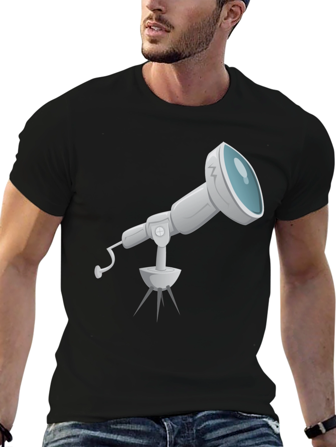 Telescope Graphic Tee - Black Cotton Comfort
