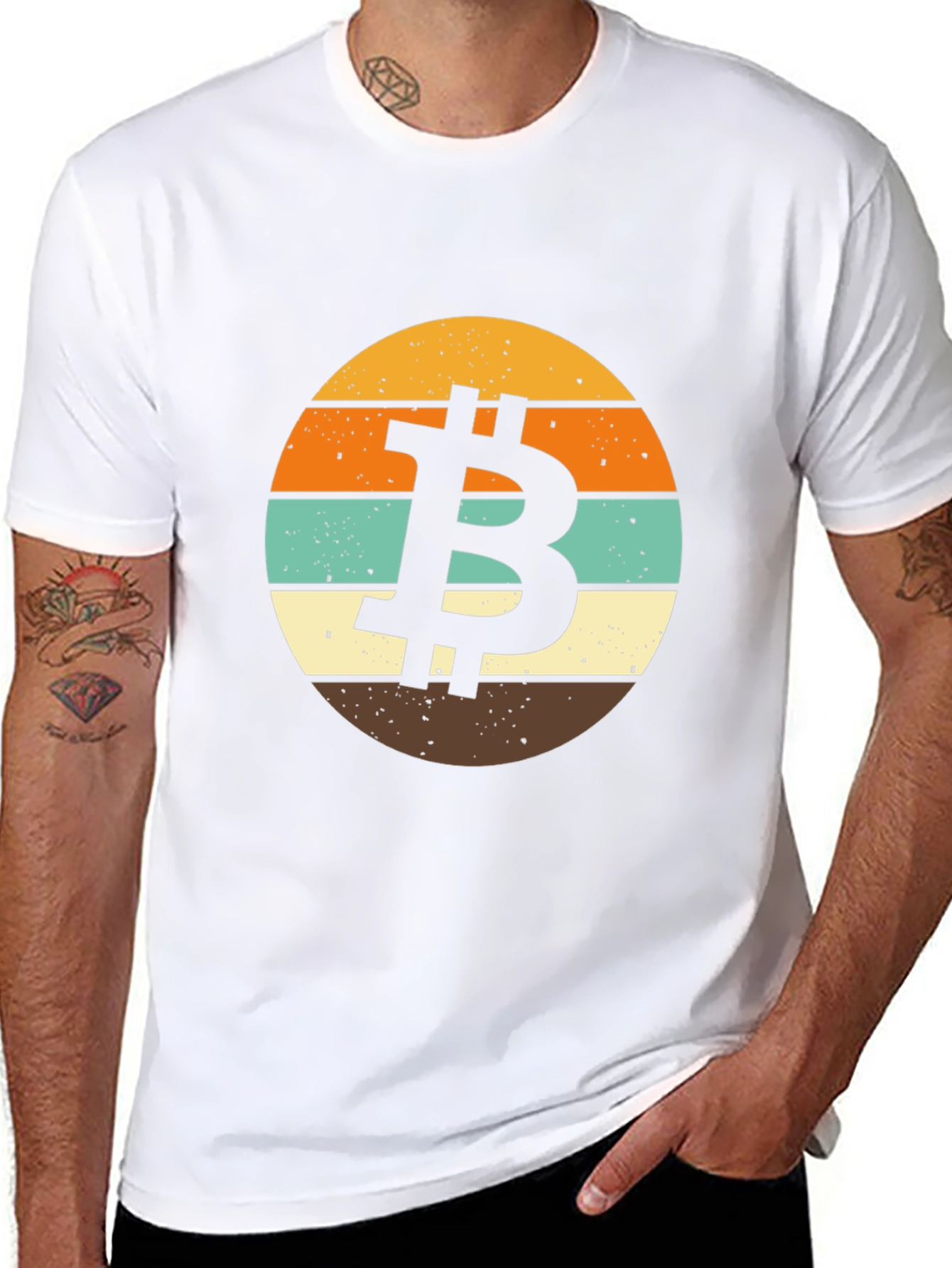 Bitcoin Retro Sunset Graphic T-Shirt