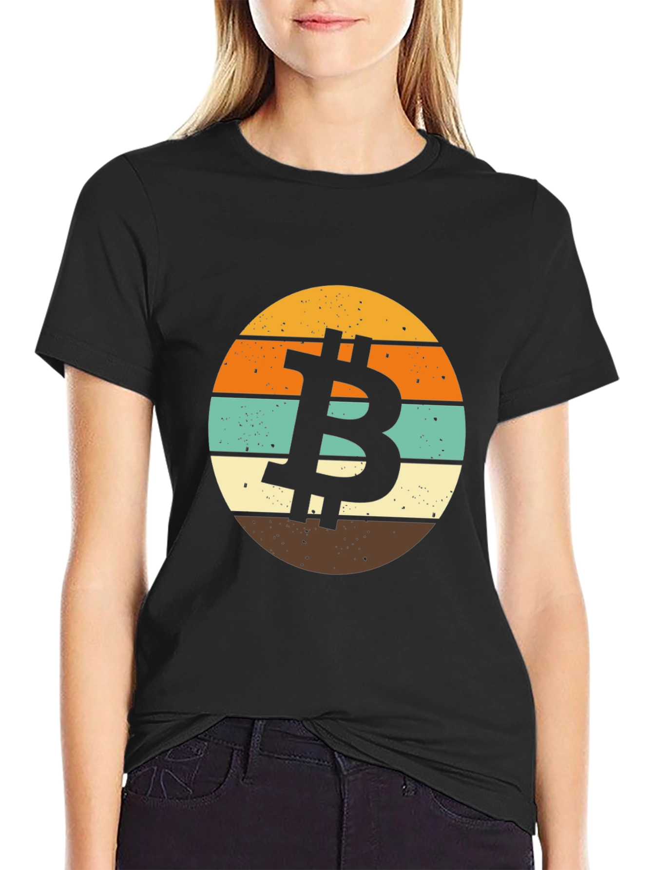 Bitcoin Retro Sunset Graphic T-Shirt