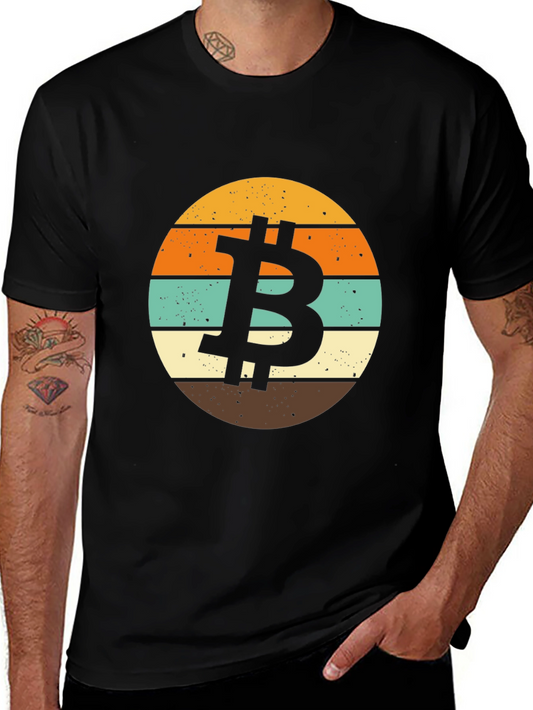 Bitcoin Retro Sunset Graphic T-Shirt