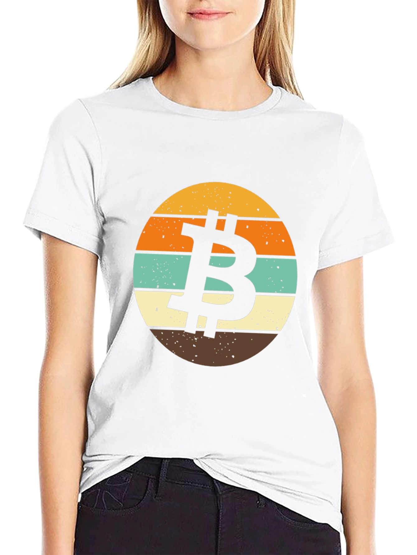 Bitcoin Retro Sunset Graphic T-Shirt