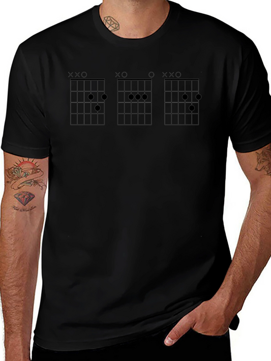 Guitar Chord T-Shirt - Black Tee with Musical Design