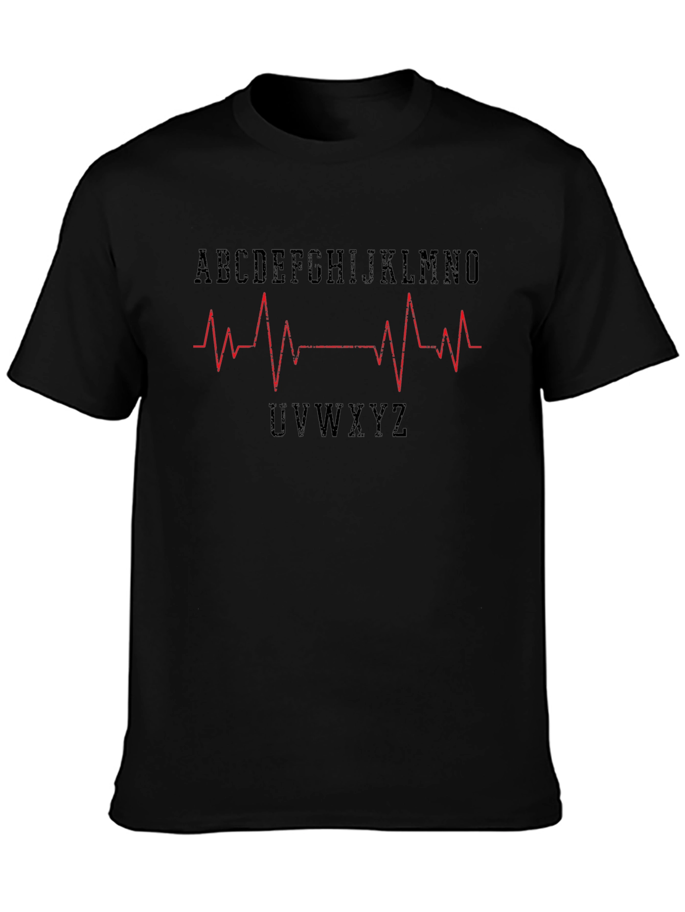 Alphabet Heartbeat T-Shirt - Stylish Black Tee