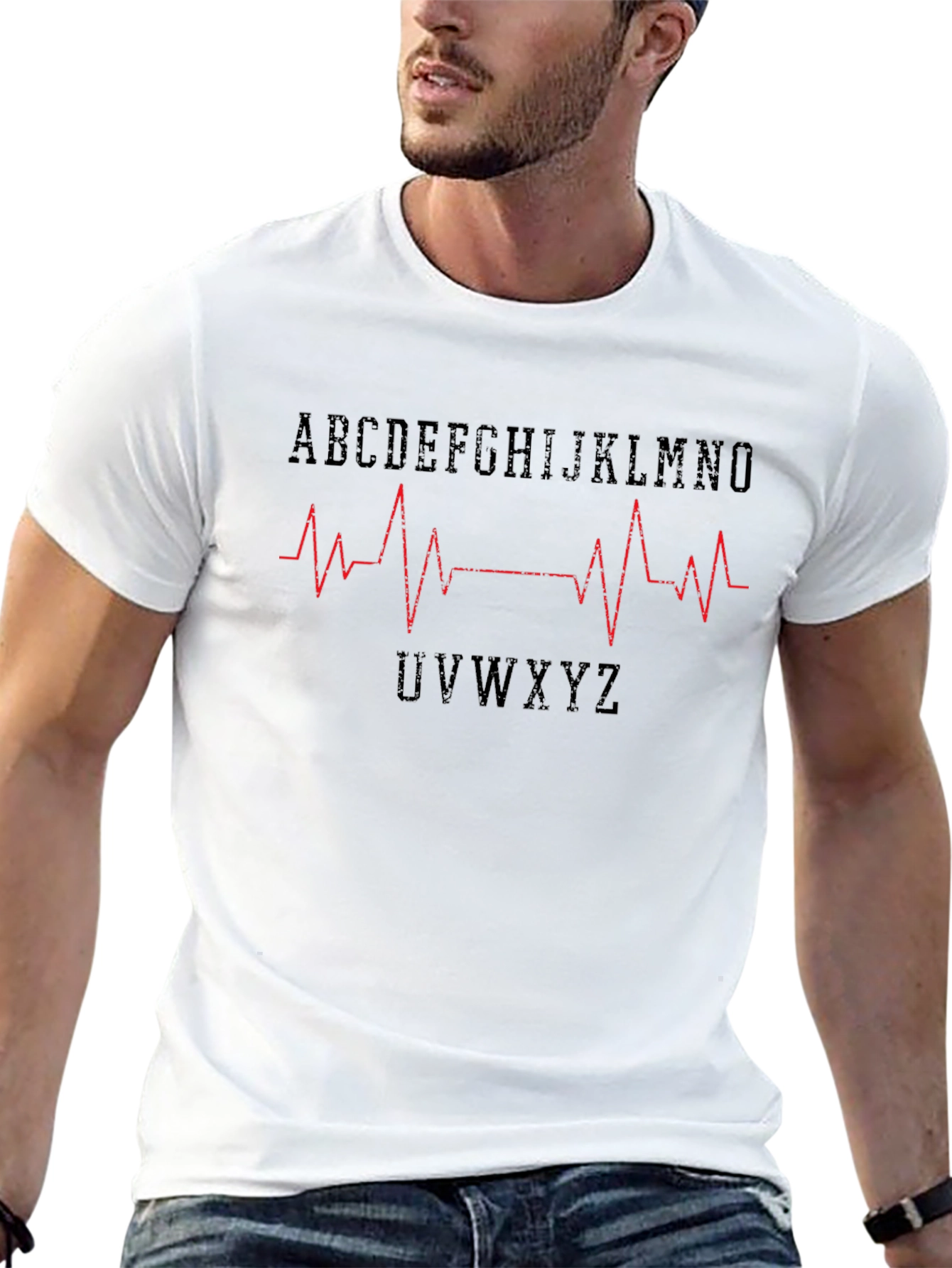 Alphabet Heartbeat T-Shirt - Stylish Black Tee