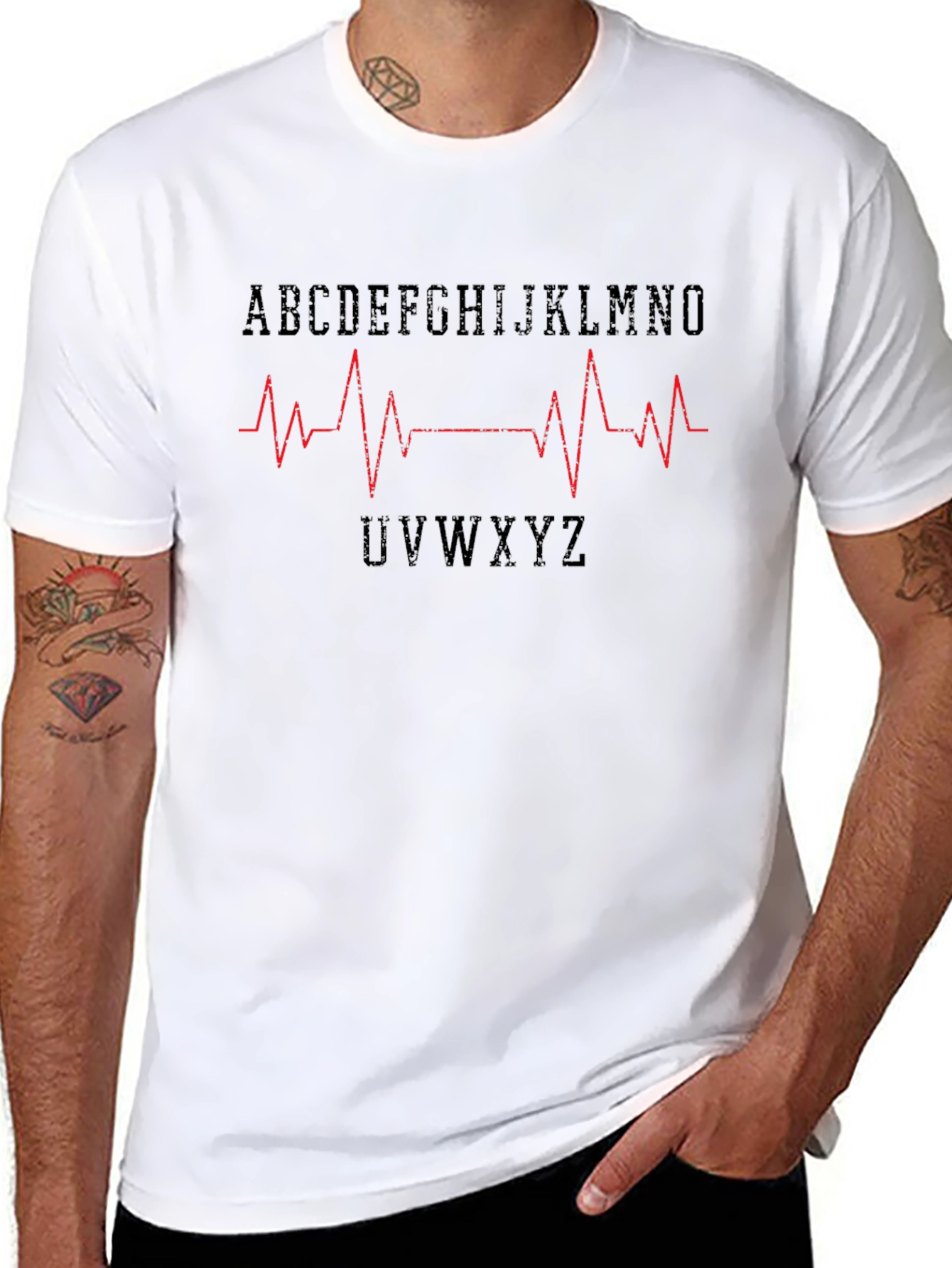Alphabet Heartbeat T-Shirt - Stylish Black Tee