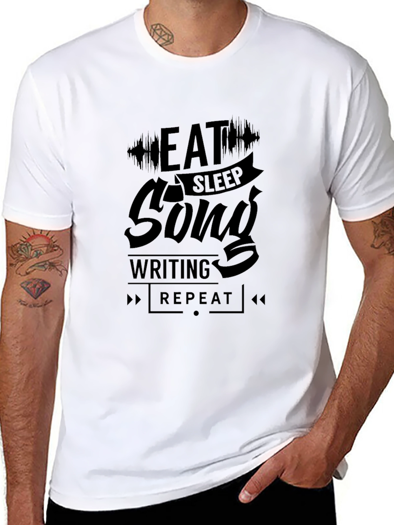 Eat Sleep Song Writing Repeat Black T-Shirt