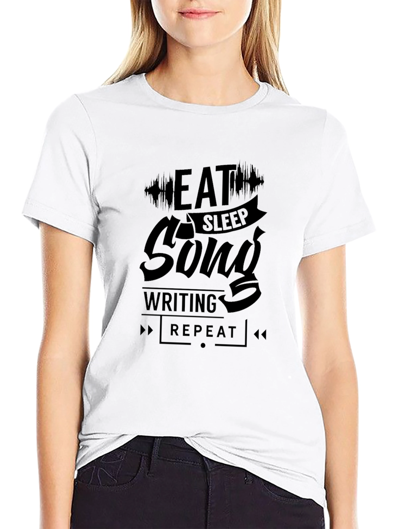 Eat Sleep Song Writing Repeat Black T-Shirt