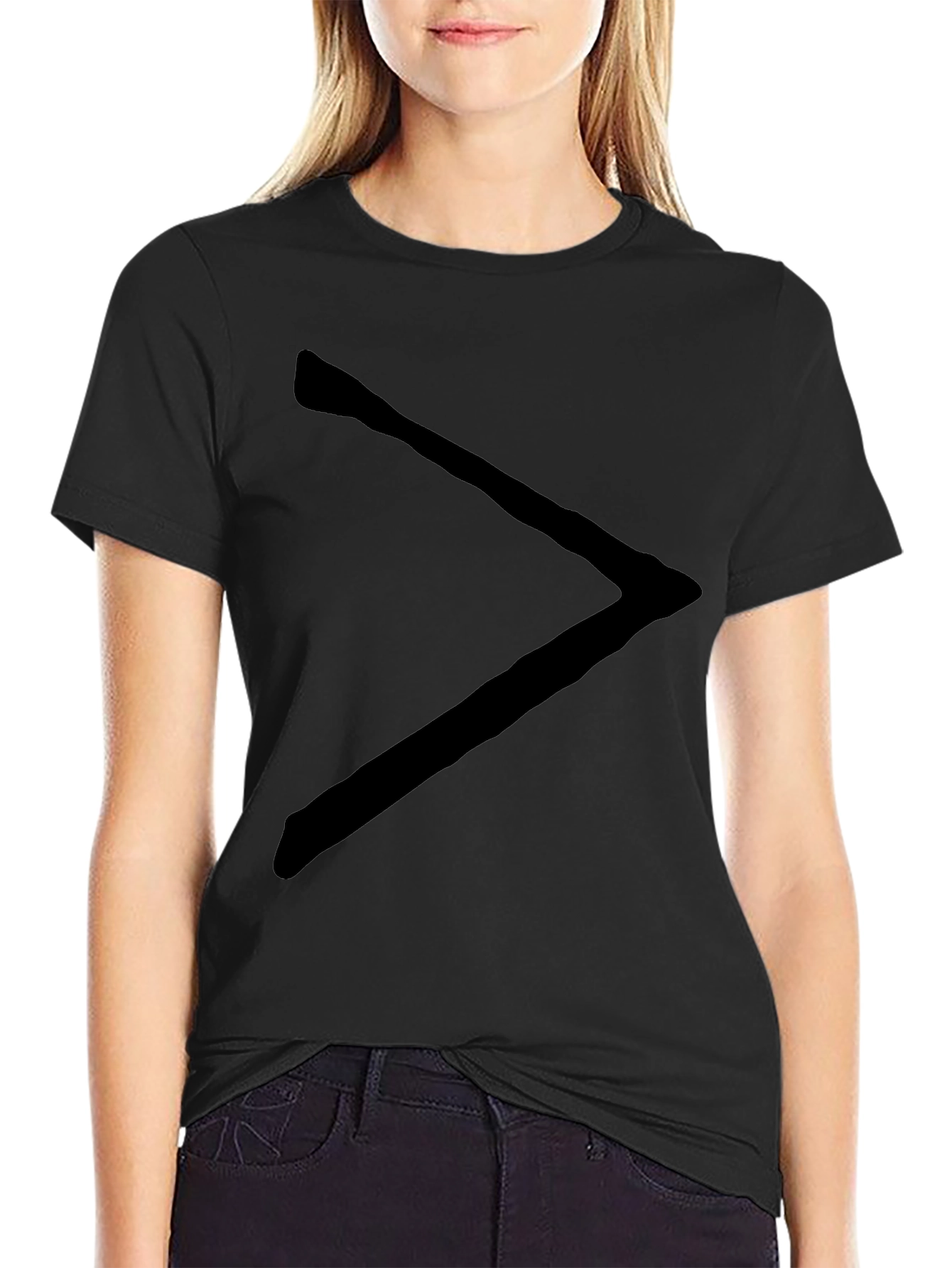 Mens Black T-Shirt with Geometric Chevron Design