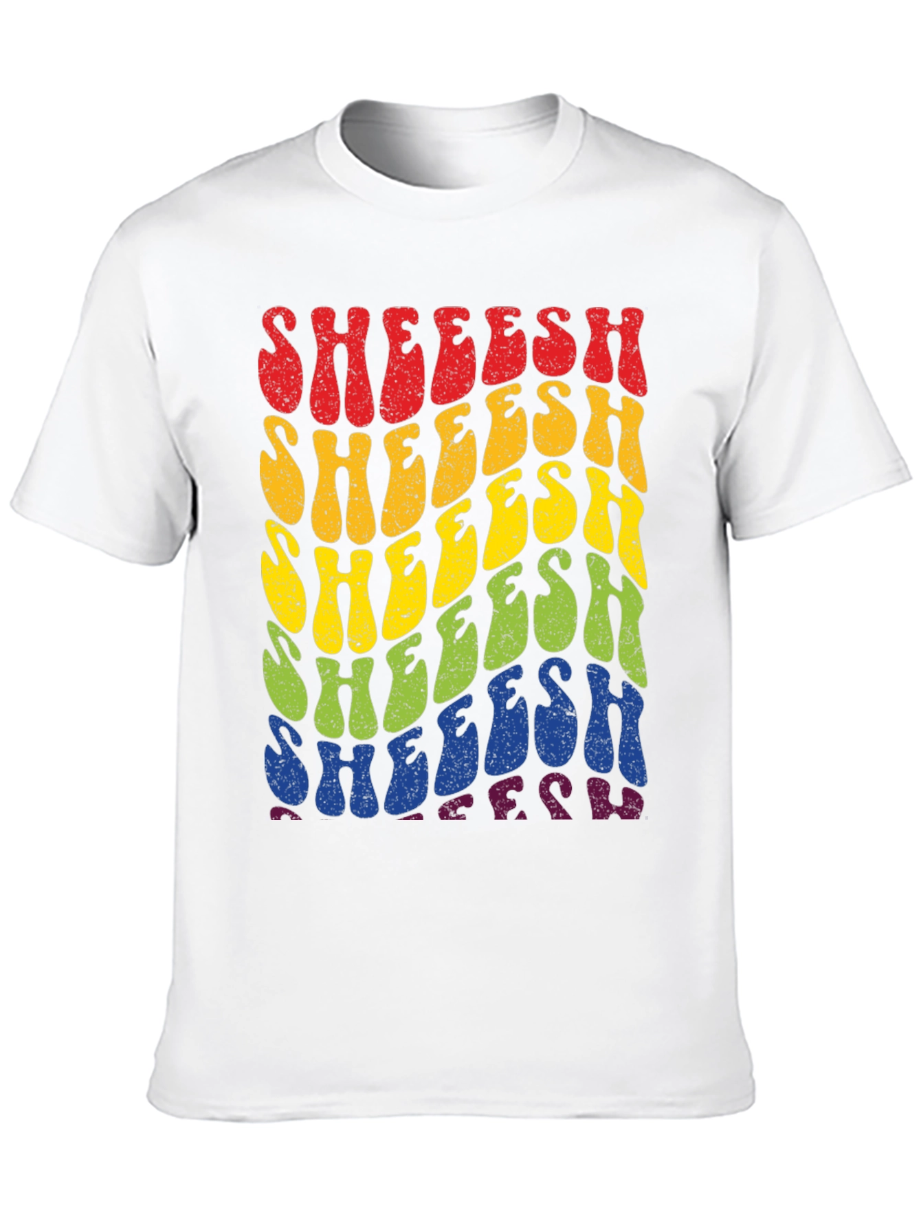 Retro SHEEESH Rainbow Graphic T-Shirt