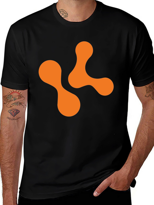 Abstract Orange Shape Black T-Shirt