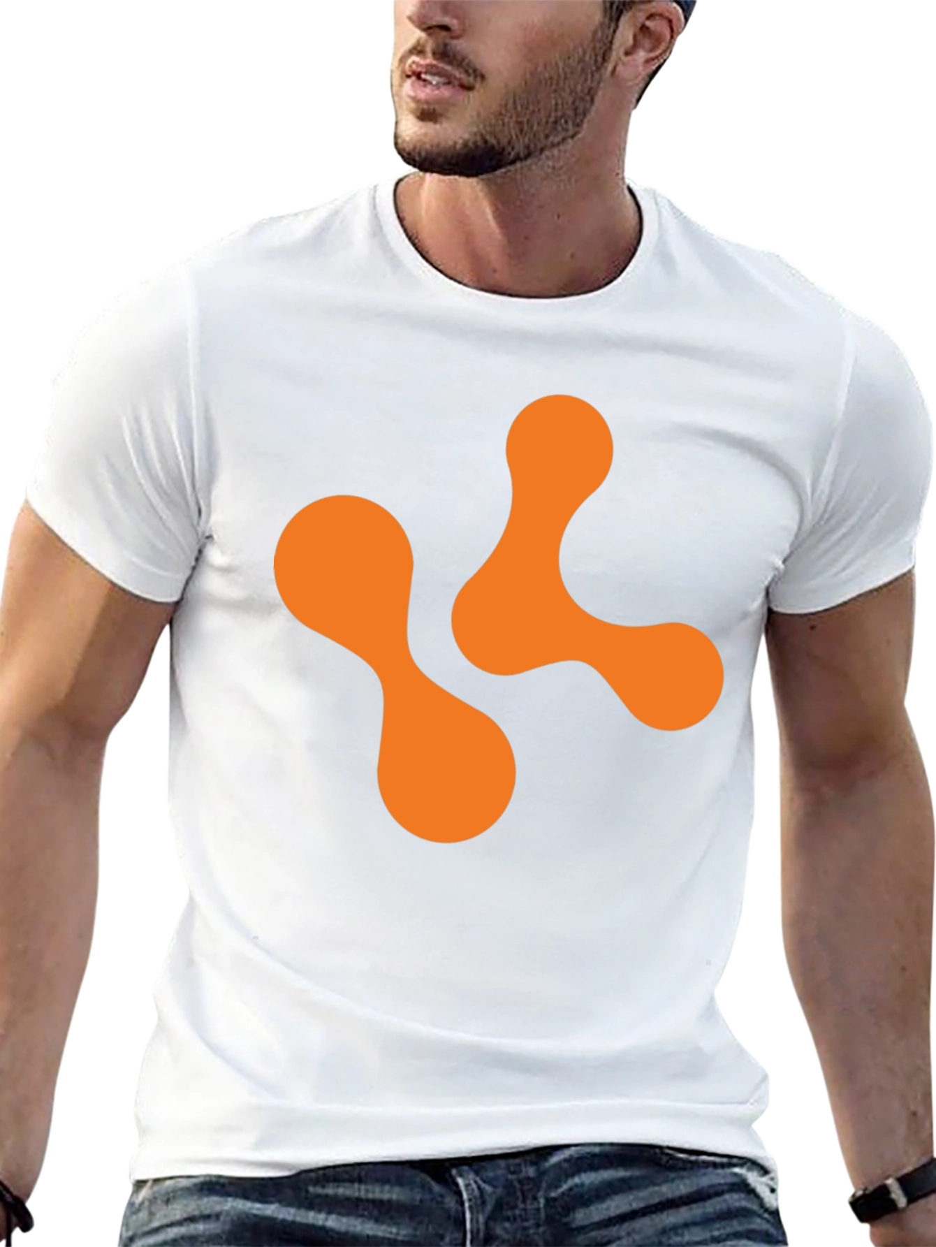 Abstract Orange Shape Black T-Shirt