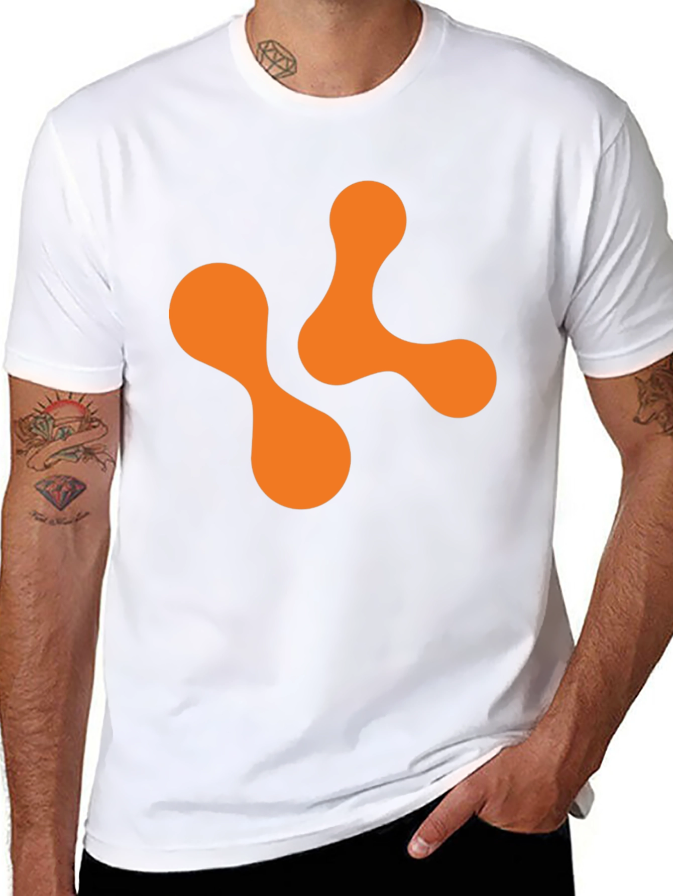 Abstract Orange Shape Black T-Shirt