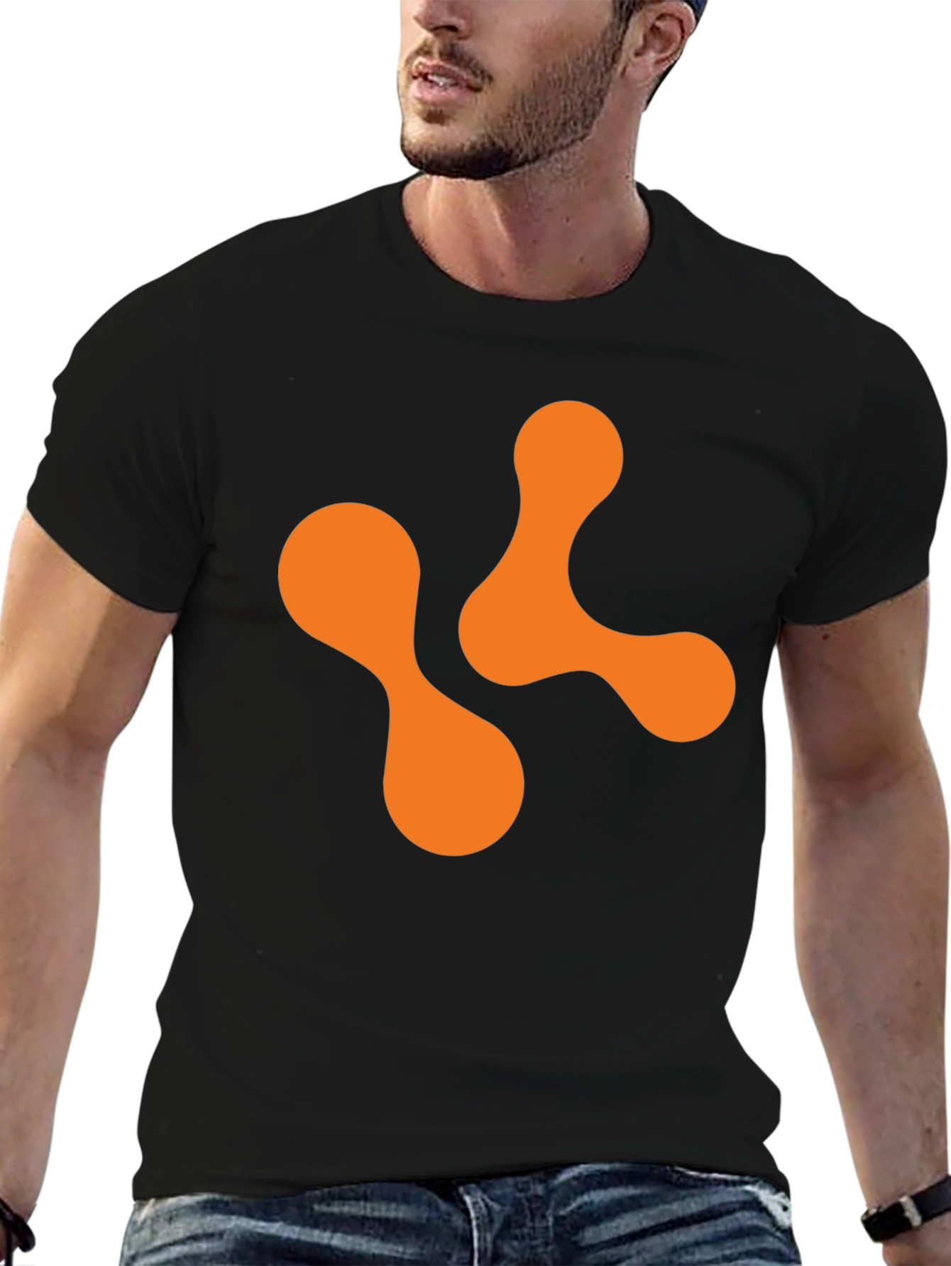 Abstract Orange Shape Black T-Shirt