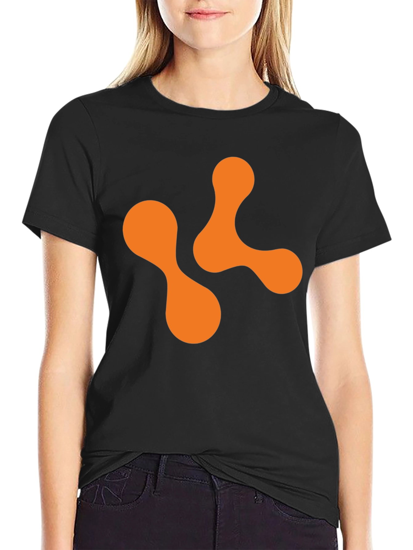 Abstract Orange Shape Black T-Shirt