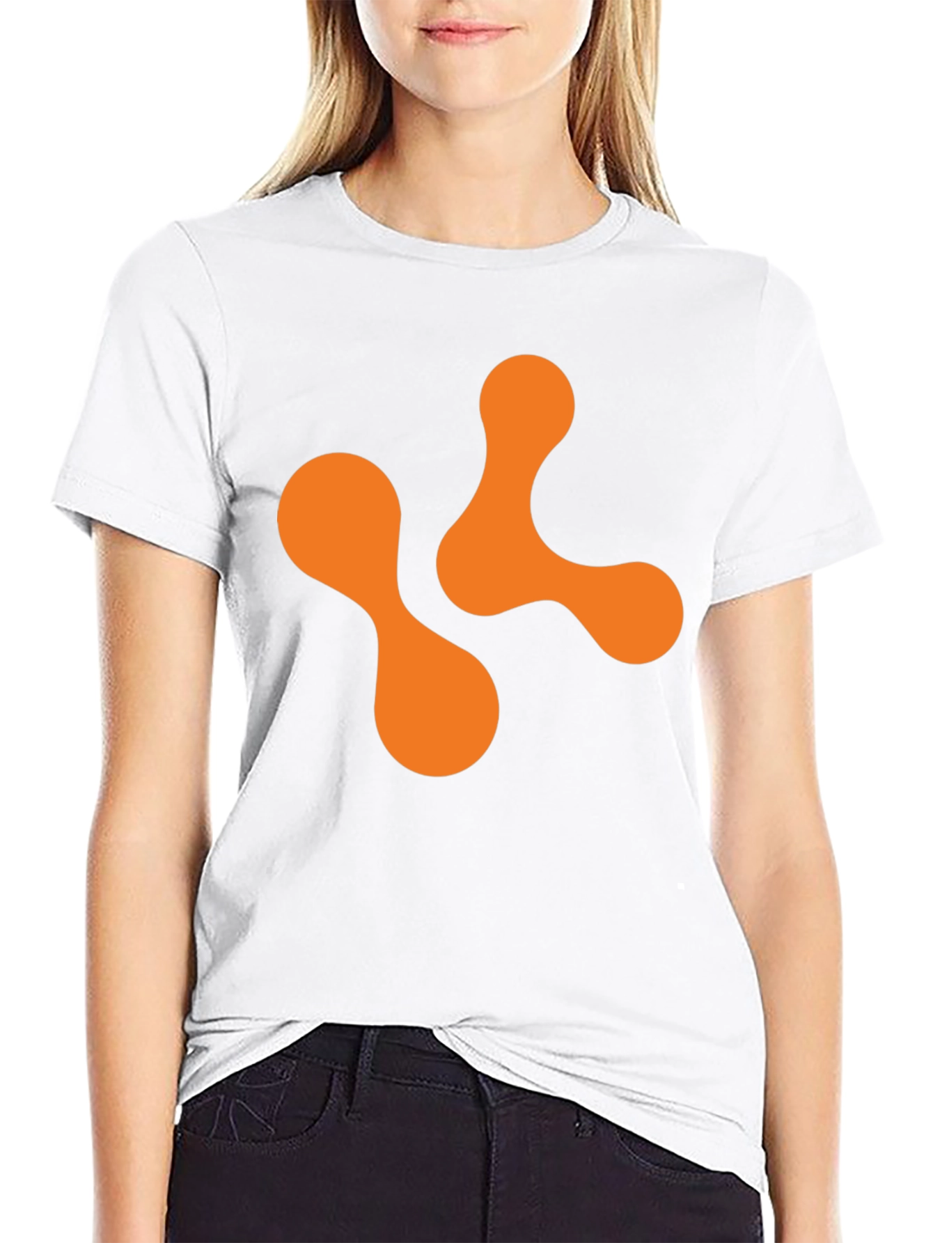 Abstract Orange Shape Black T-Shirt