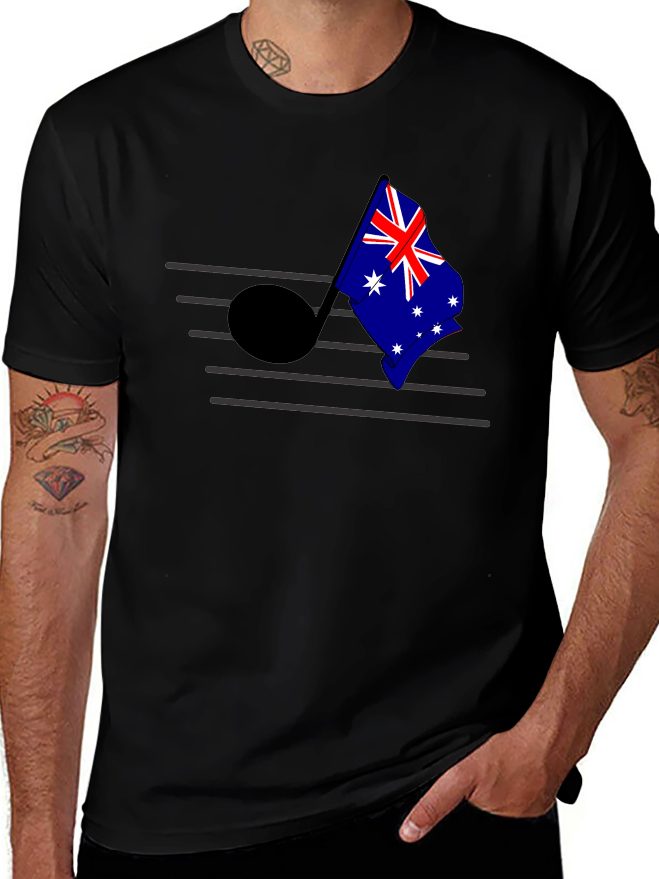 Aussie Music Flag Tee - Black