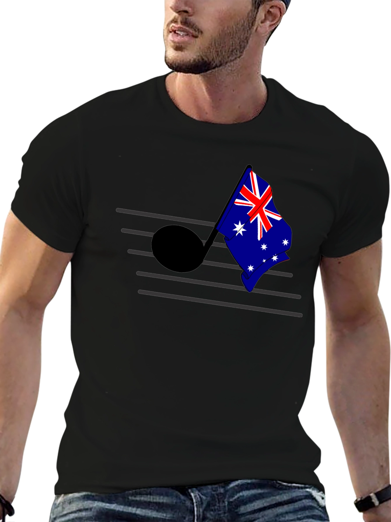 Aussie Music Flag Tee - Black