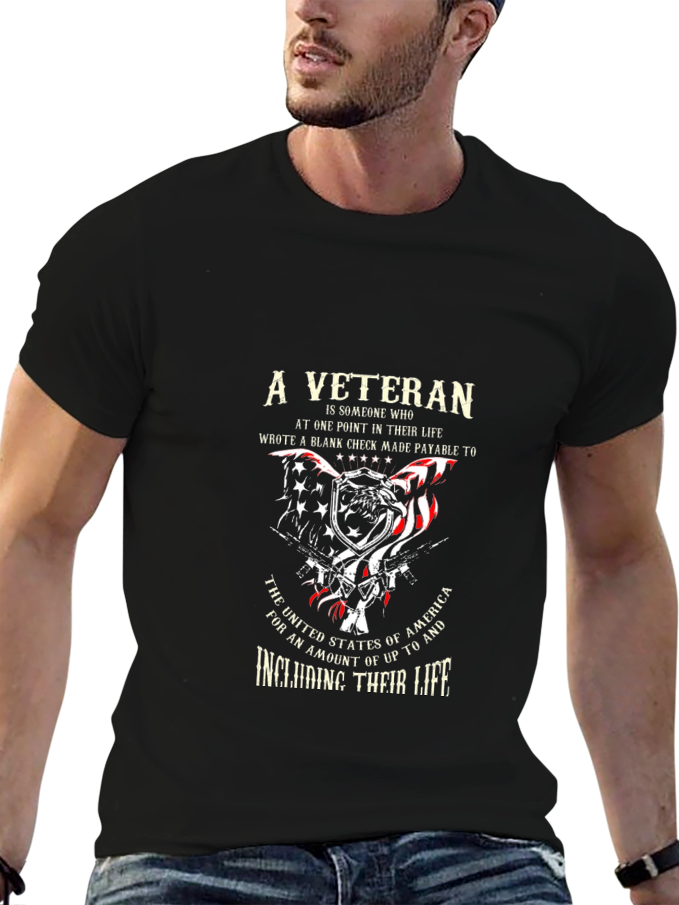 A Veteran Black Graphic T-Shirt