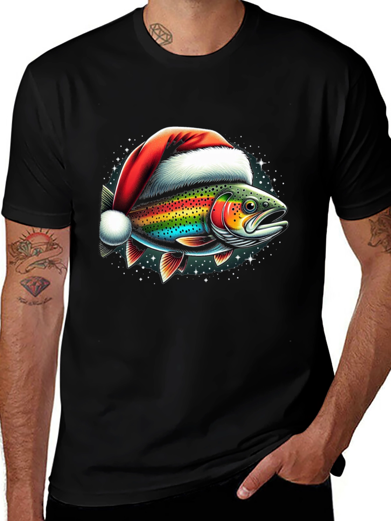 Christmas Fish Graphic T-Shirt