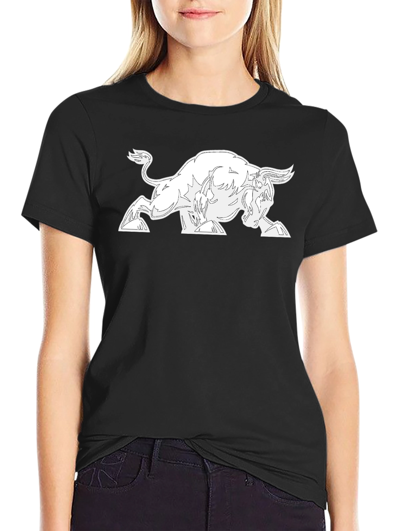 Black Graphic Tee - Bull Design