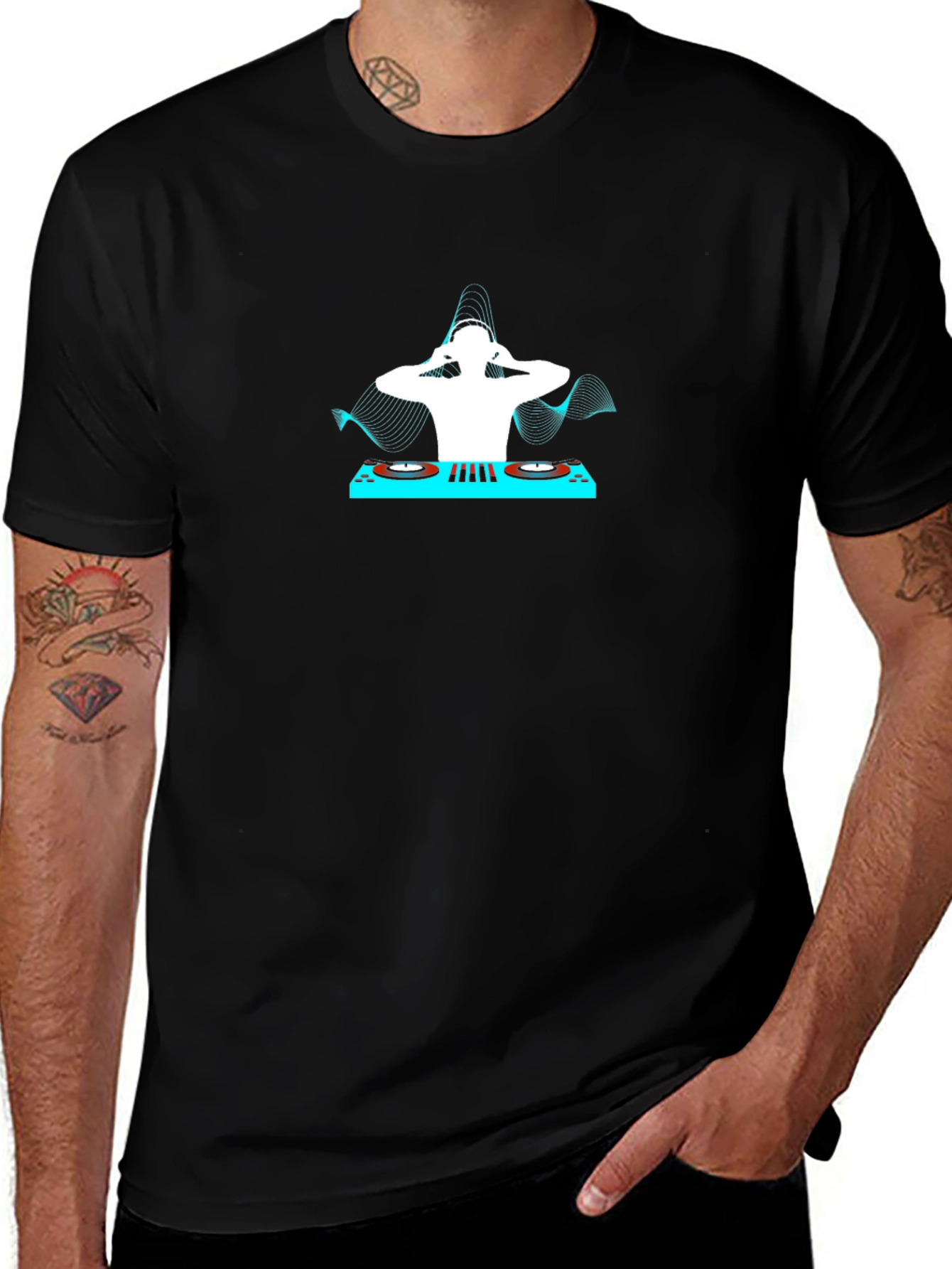 DJ Graphic Print T-Shirt - Cool Black Tee