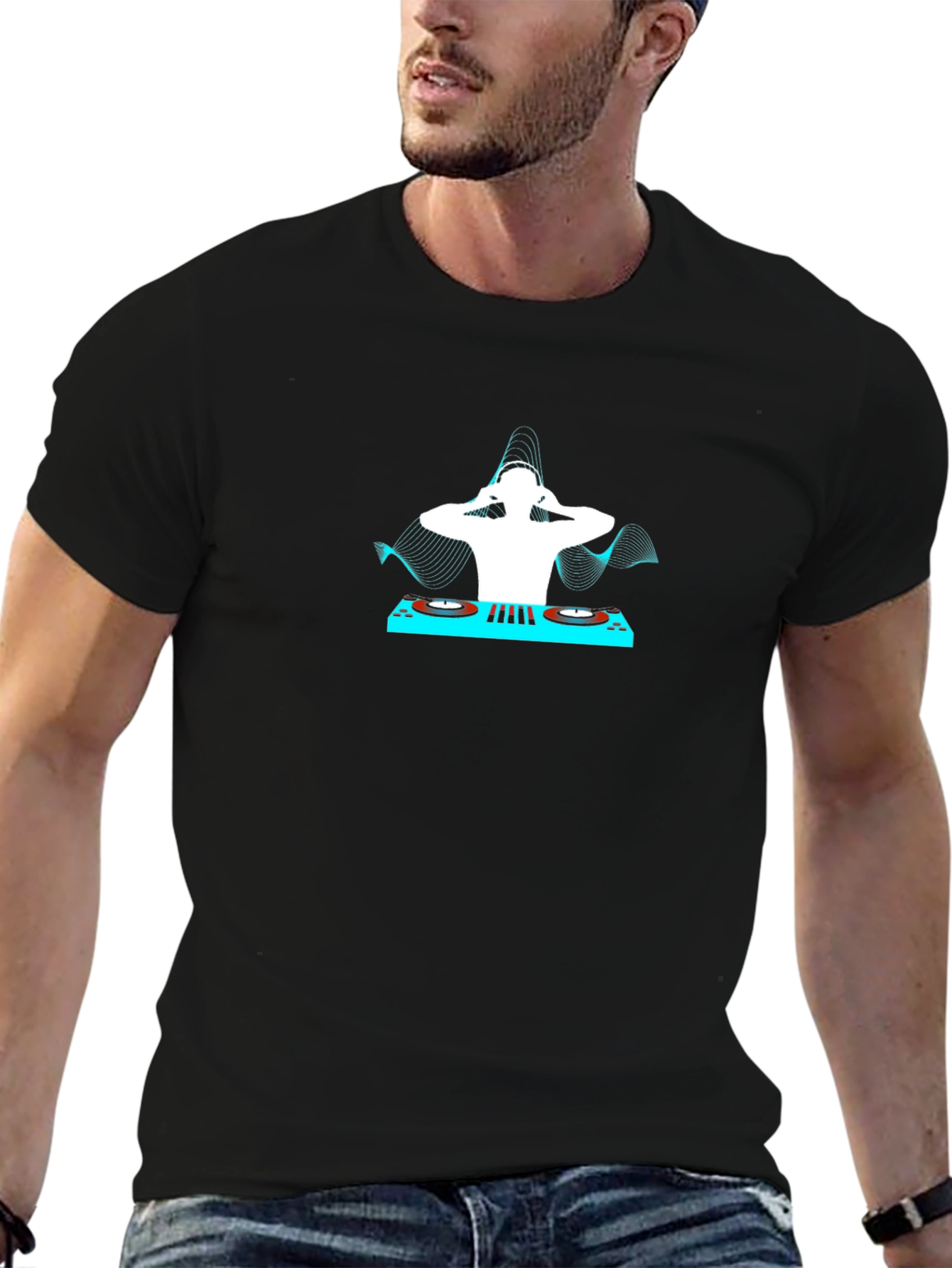 DJ Graphic Print T-Shirt - Cool Black Tee