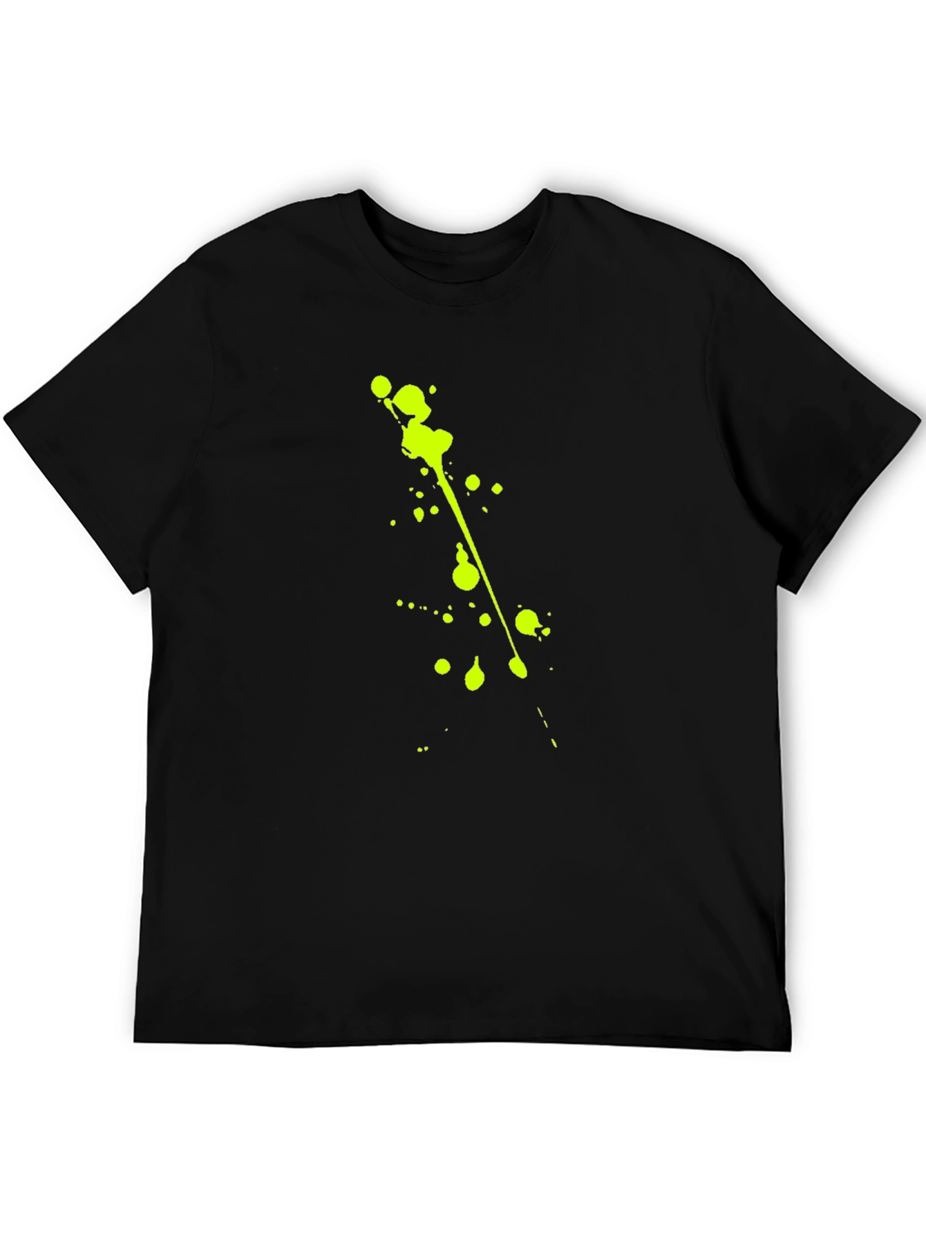 Black Tee with Neon Green Splatter Design
