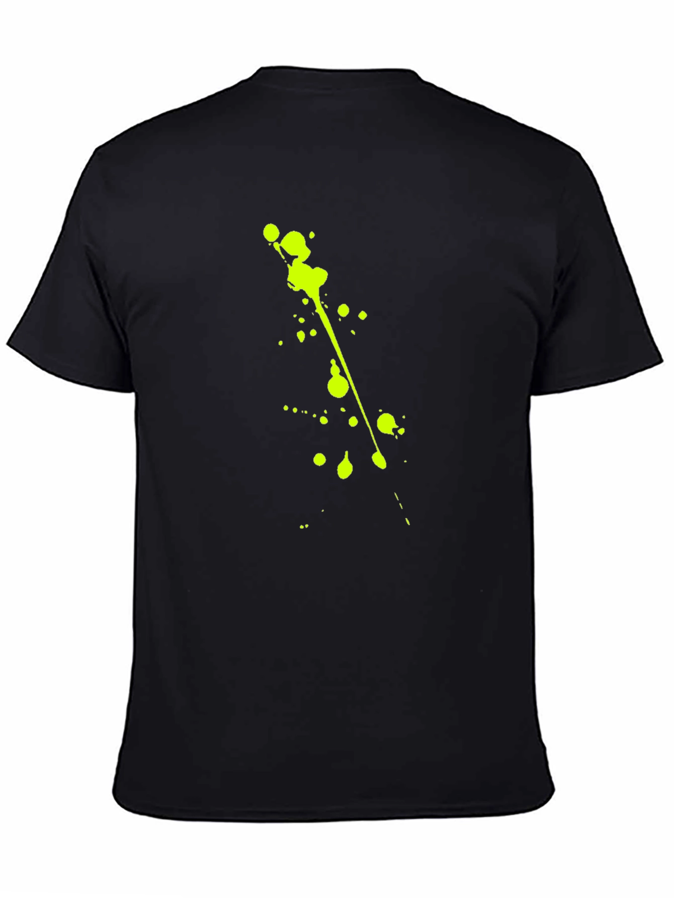 Black Tee with Neon Green Splatter Design
