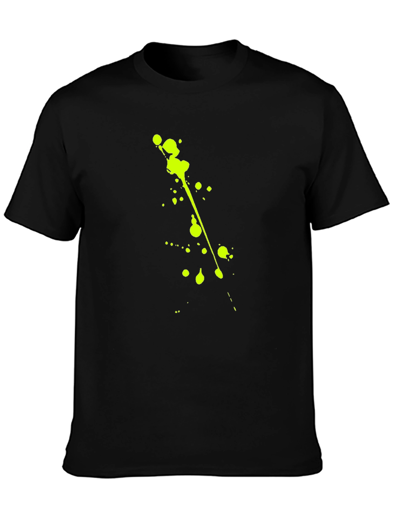 Black Tee with Neon Green Splatter Design
